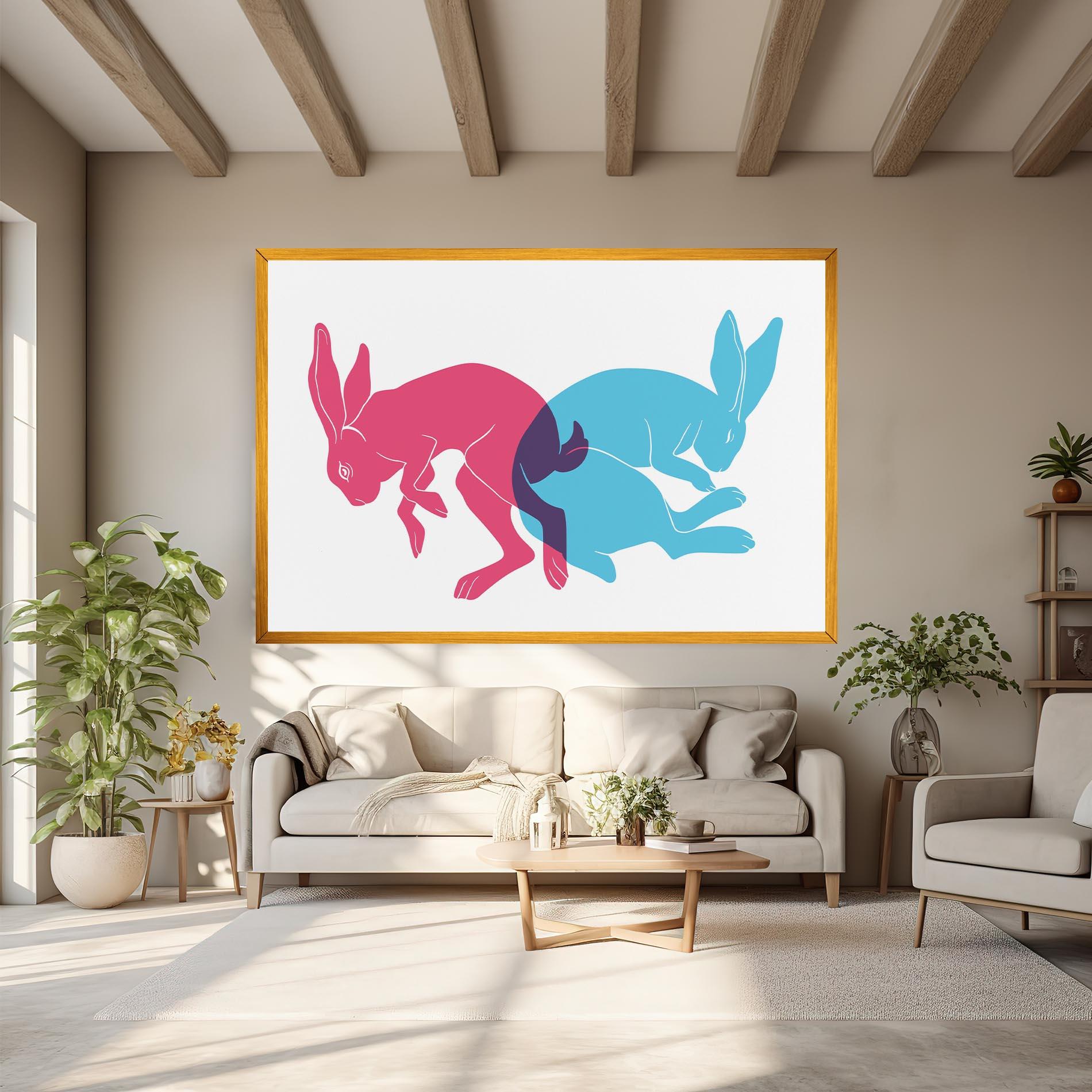 Vászonkép Rabbits Riso mockup 6