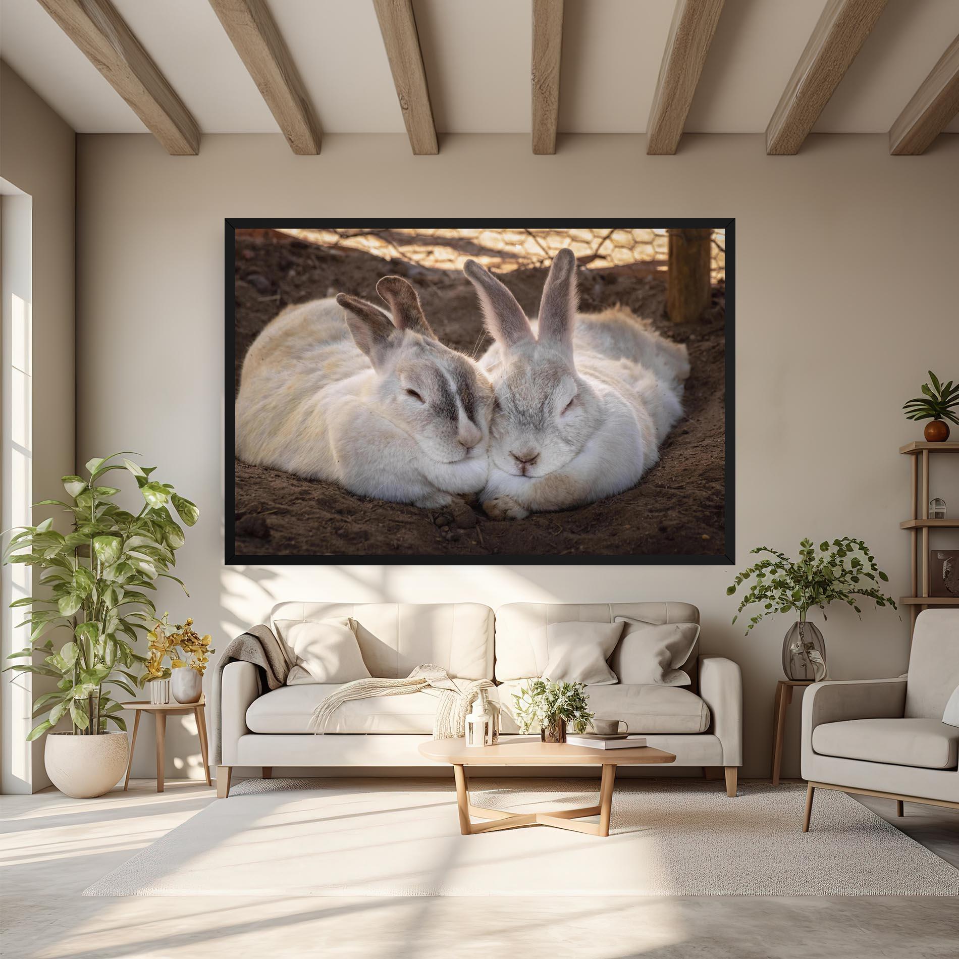 Vászonkép Light Grey Bunny Sleeping mockup 6