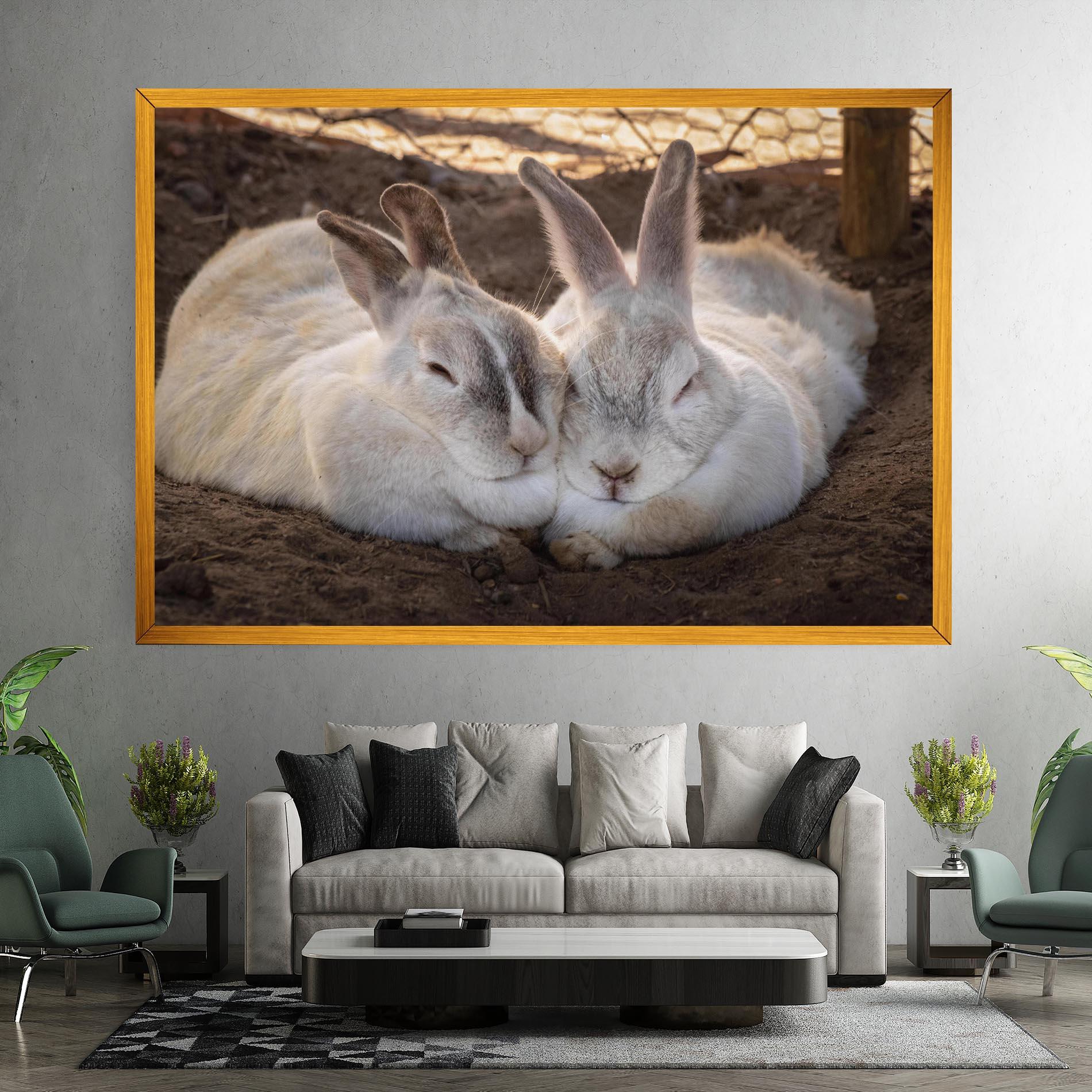 Vászonkép Light Grey Bunny Sleeping mockup 7