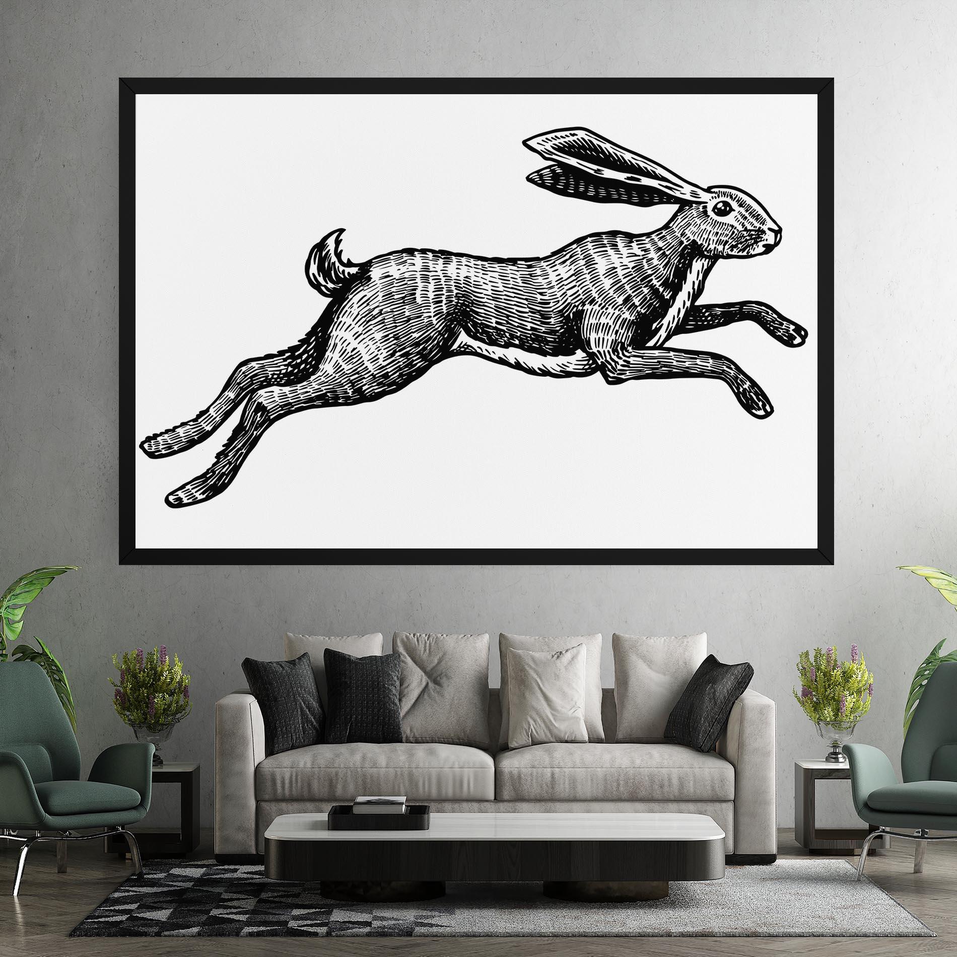 Vászonkép Black Line Bunny mockup 7
