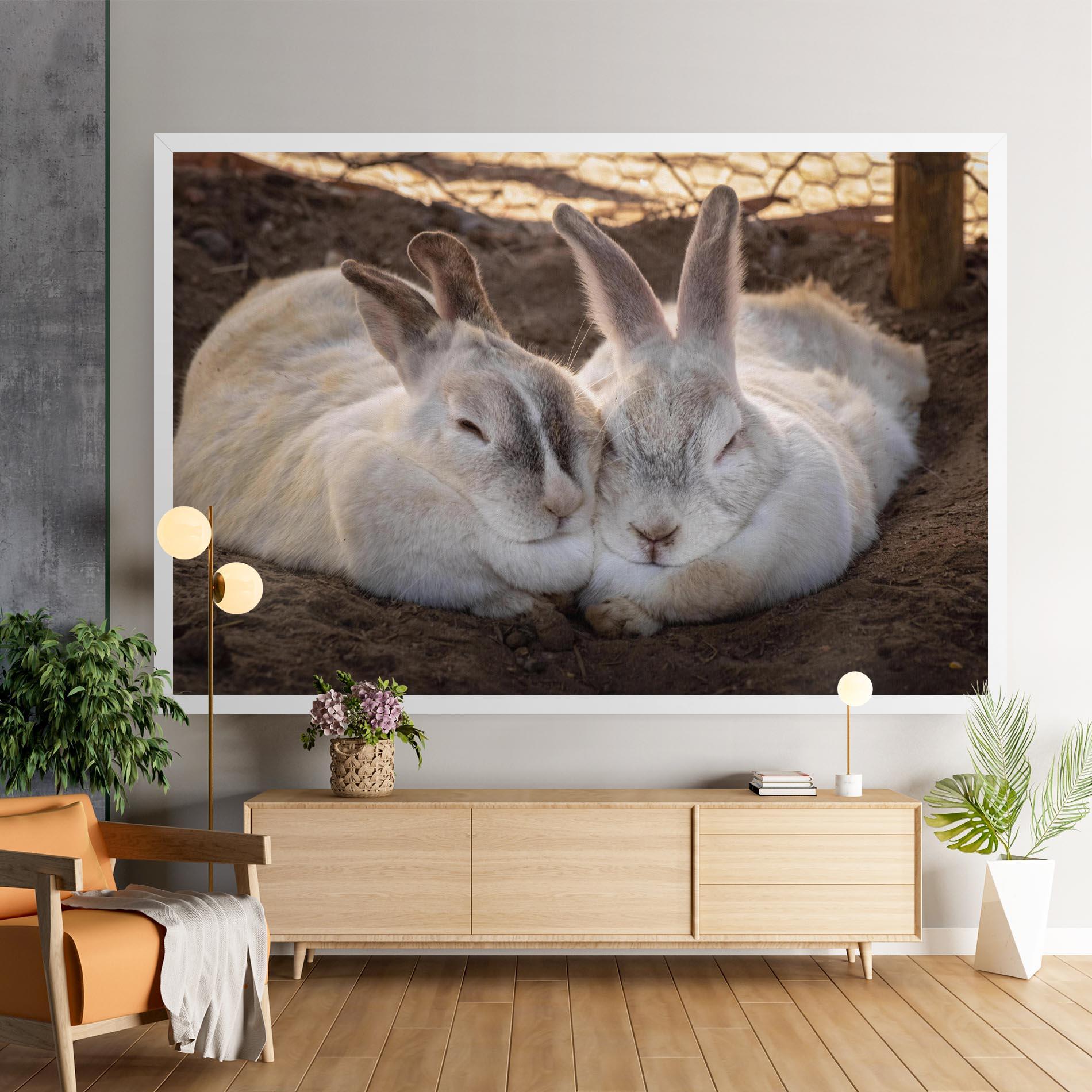 Vászonkép Light Grey Bunny Sleeping mockup 9