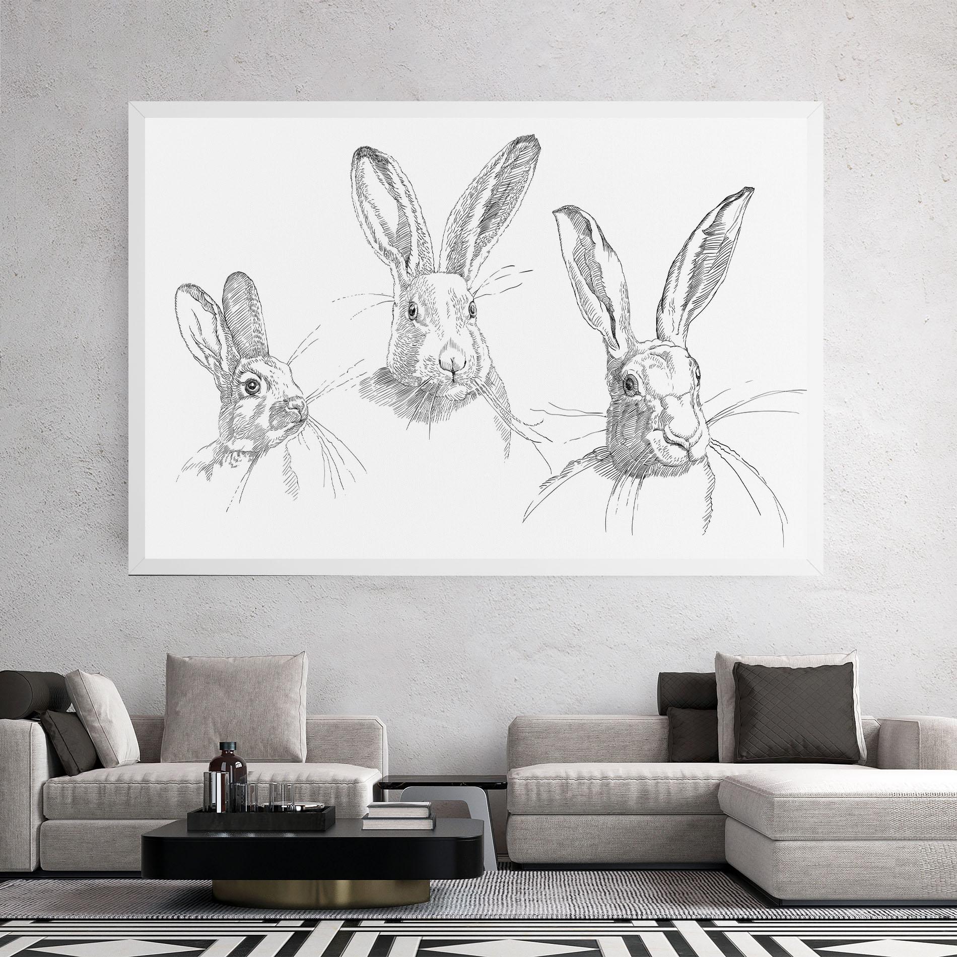 Vászonkép Hand Drawn Bunny mockup 2