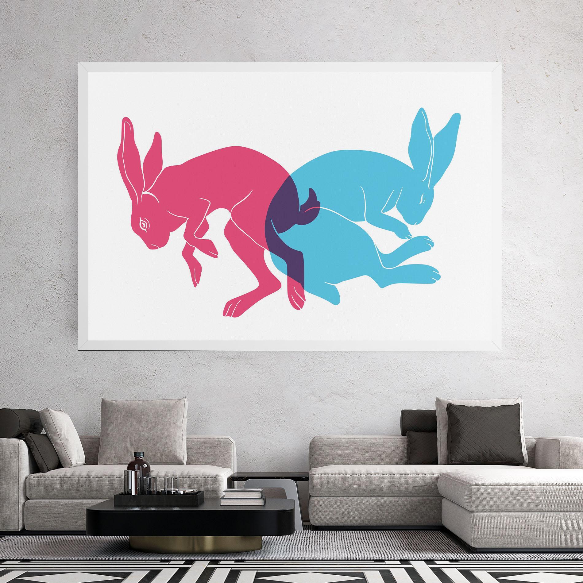 Vászonkép Rabbits Riso mockup 2