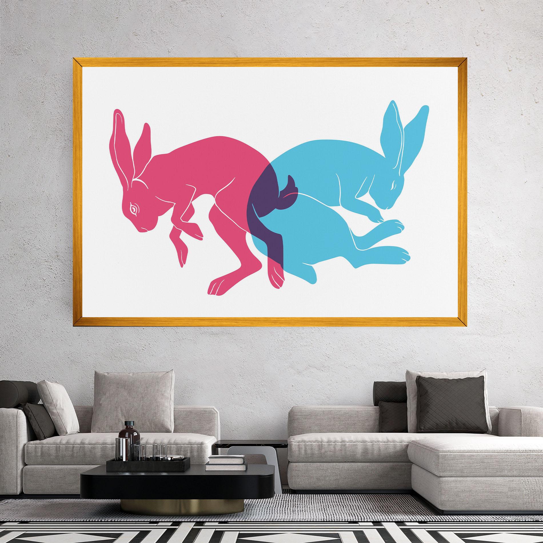 Vászonkép Rabbits Riso mockup 2