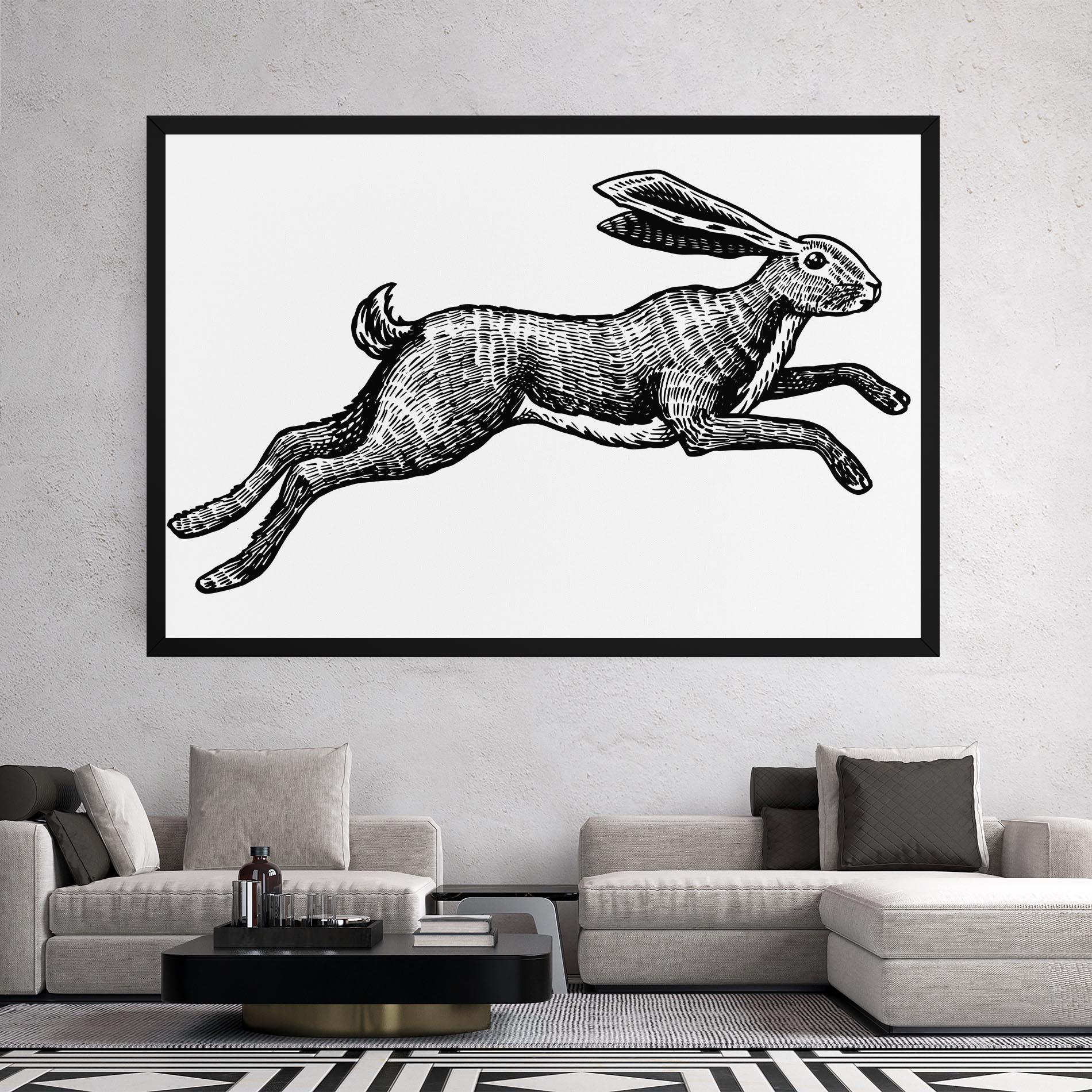 Vászonkép Black Line Bunny mockup 2
