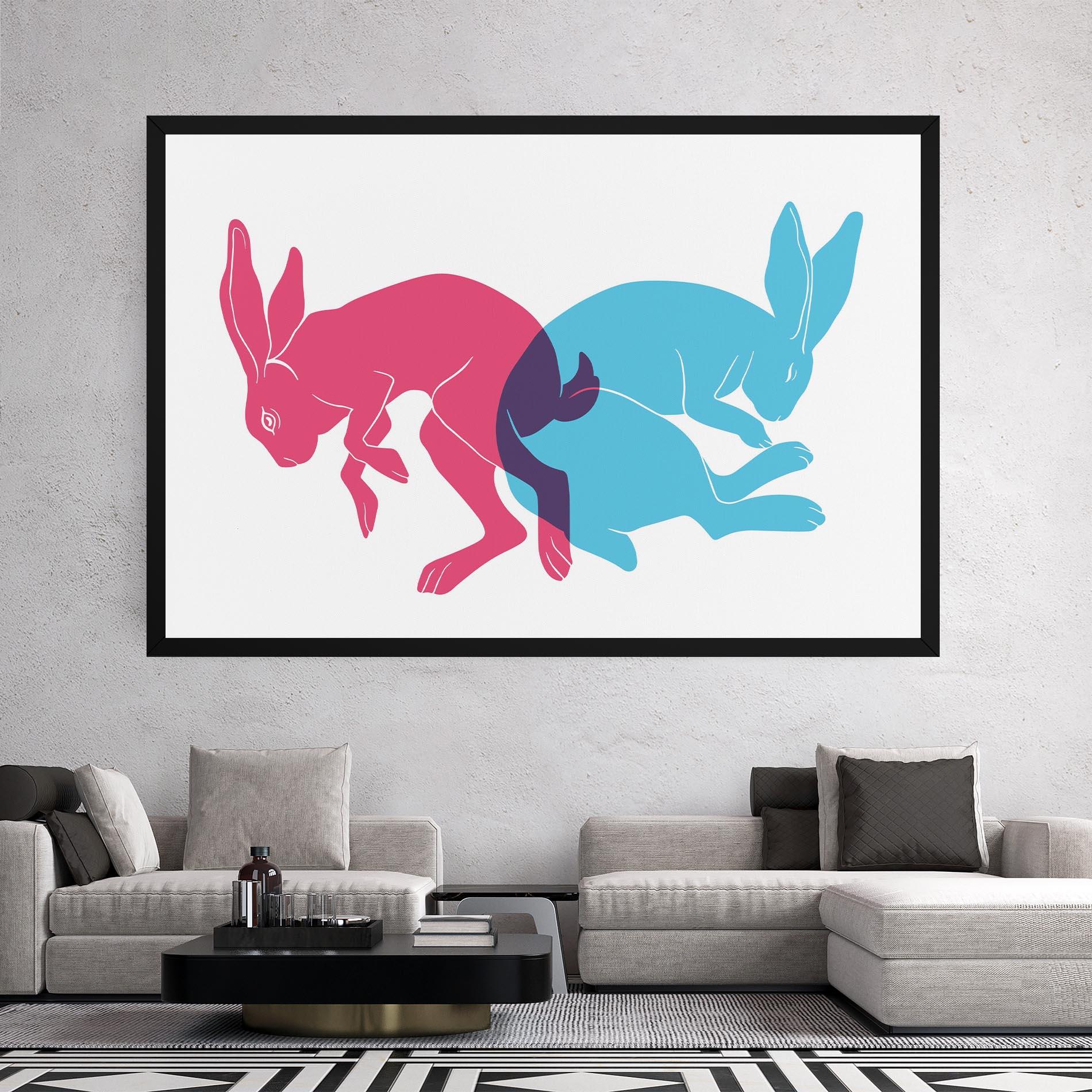 Vászonkép Rabbits Riso mockup 2
