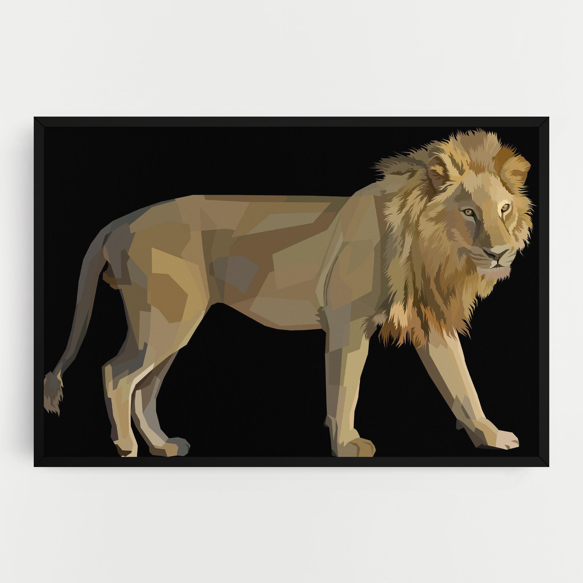 Vászonkép Lion Art On Black mockup 0