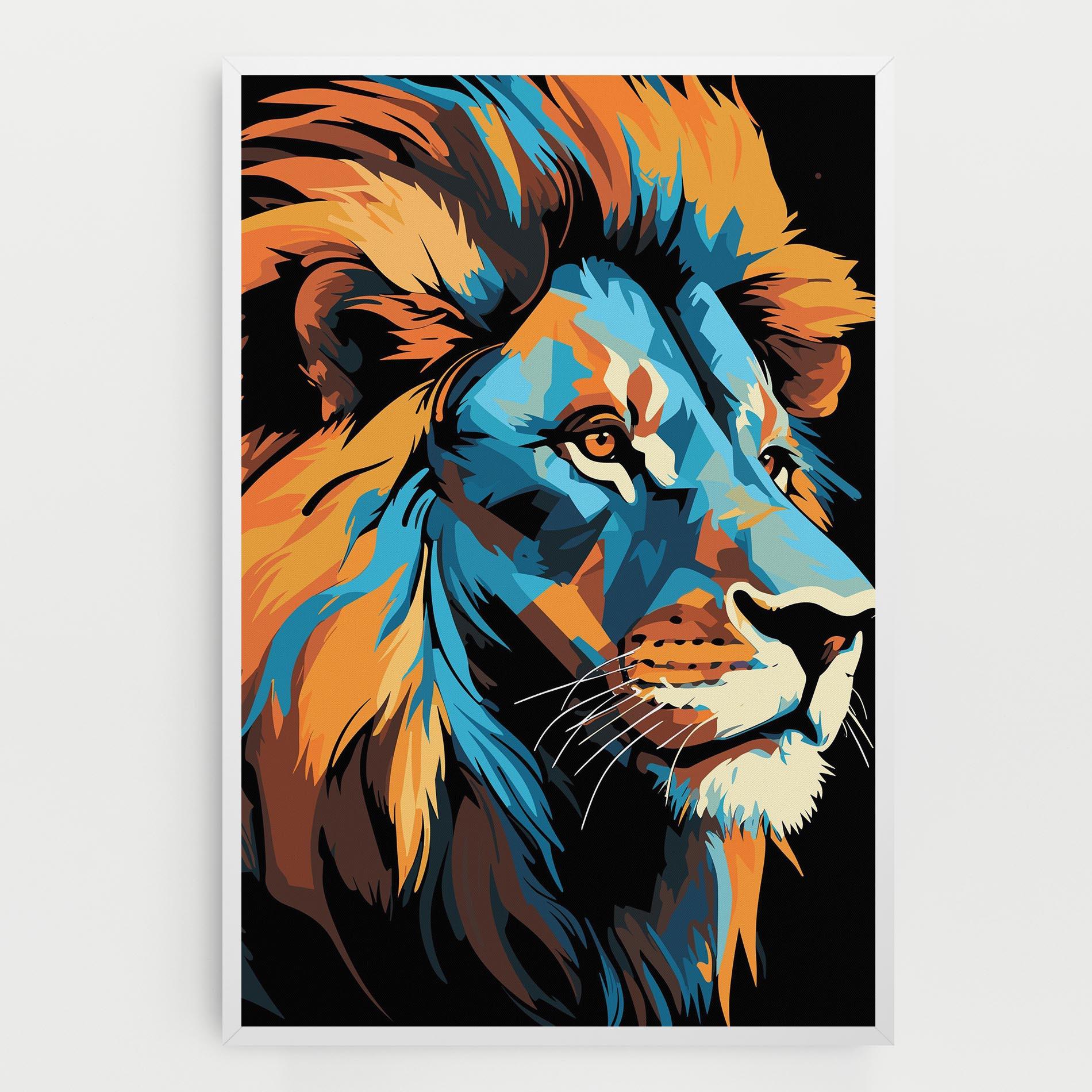 Vászonkép Blue Yellow Lion mockup 0
