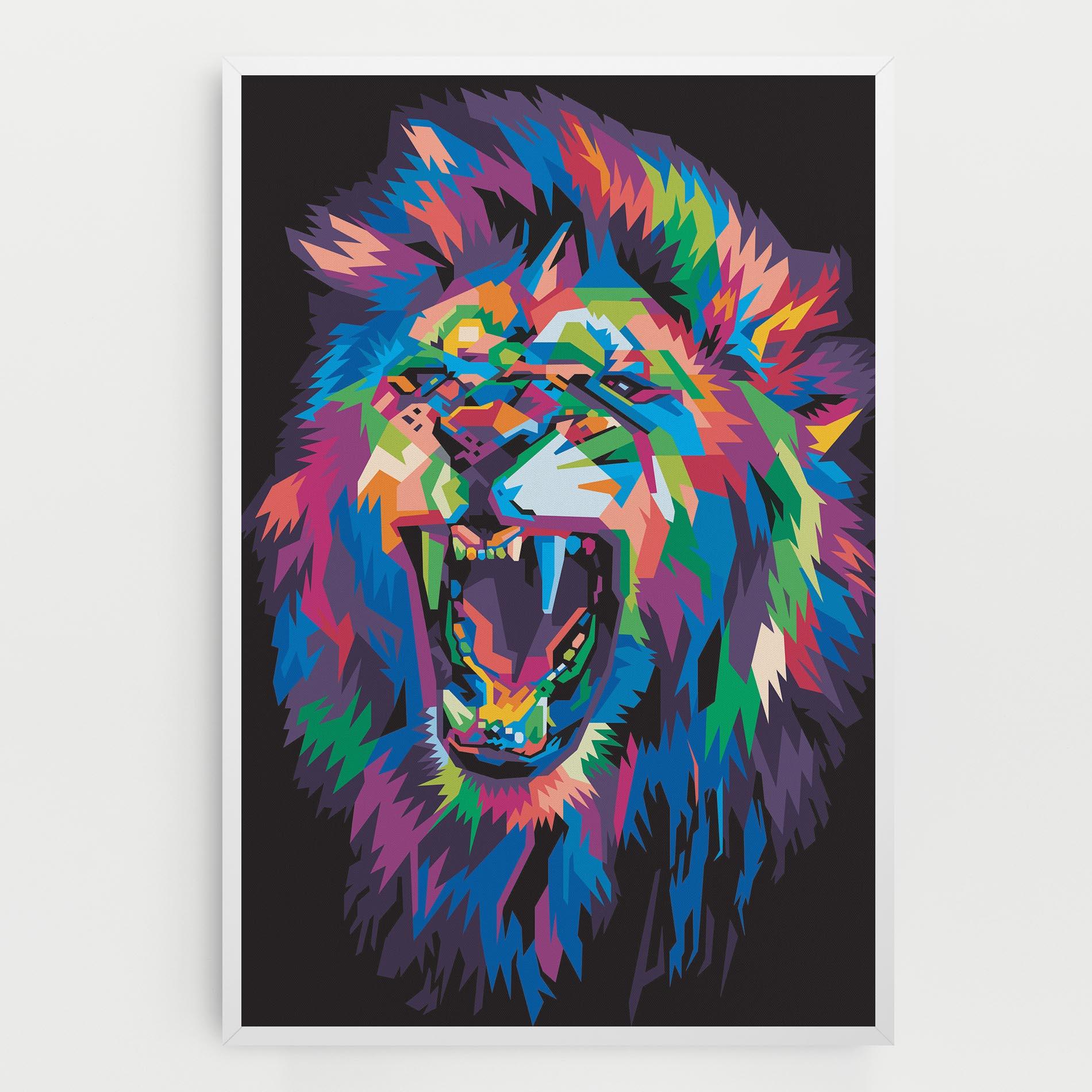 Vászonkép Colorful Lion Head mockup 0