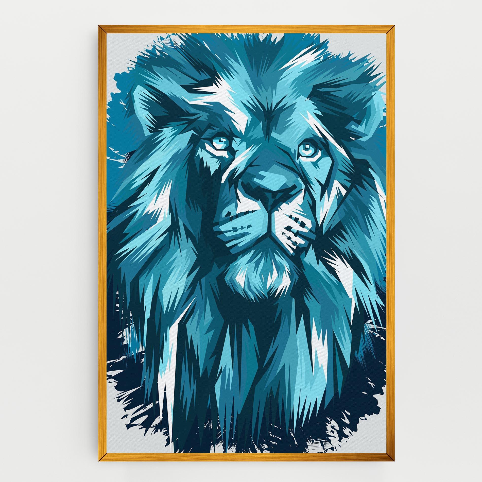 Vászonkép Blue Lion Head mockup 0