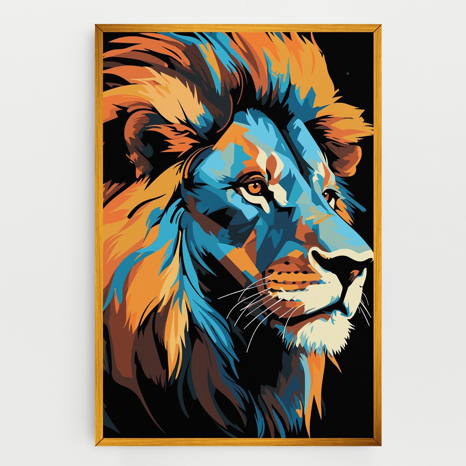 Vászonkép Blue Yellow Lion mockup 0