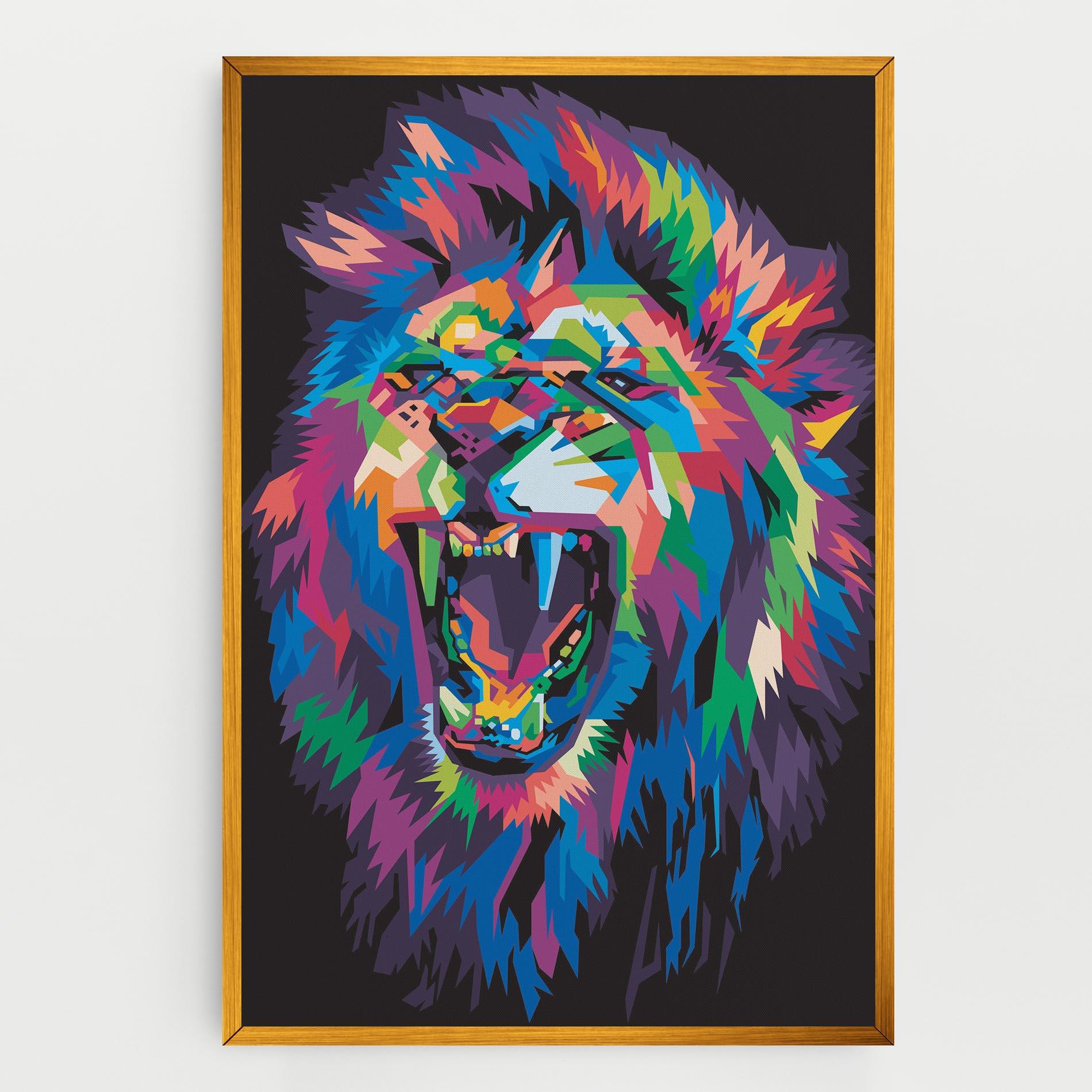 Vászonkép Colorful Lion Head mockup 0