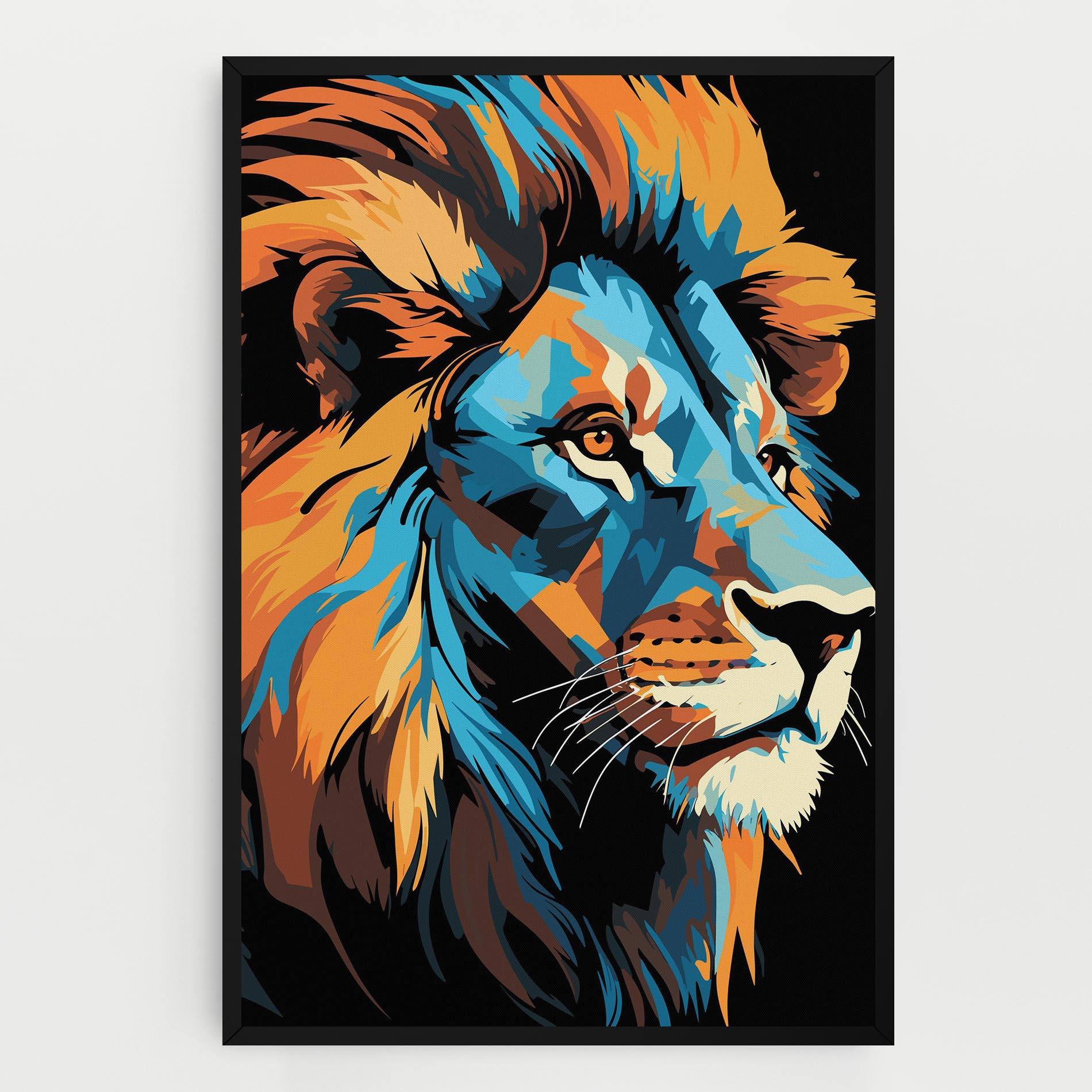 Vászonkép Blue Yellow Lion mockup 0