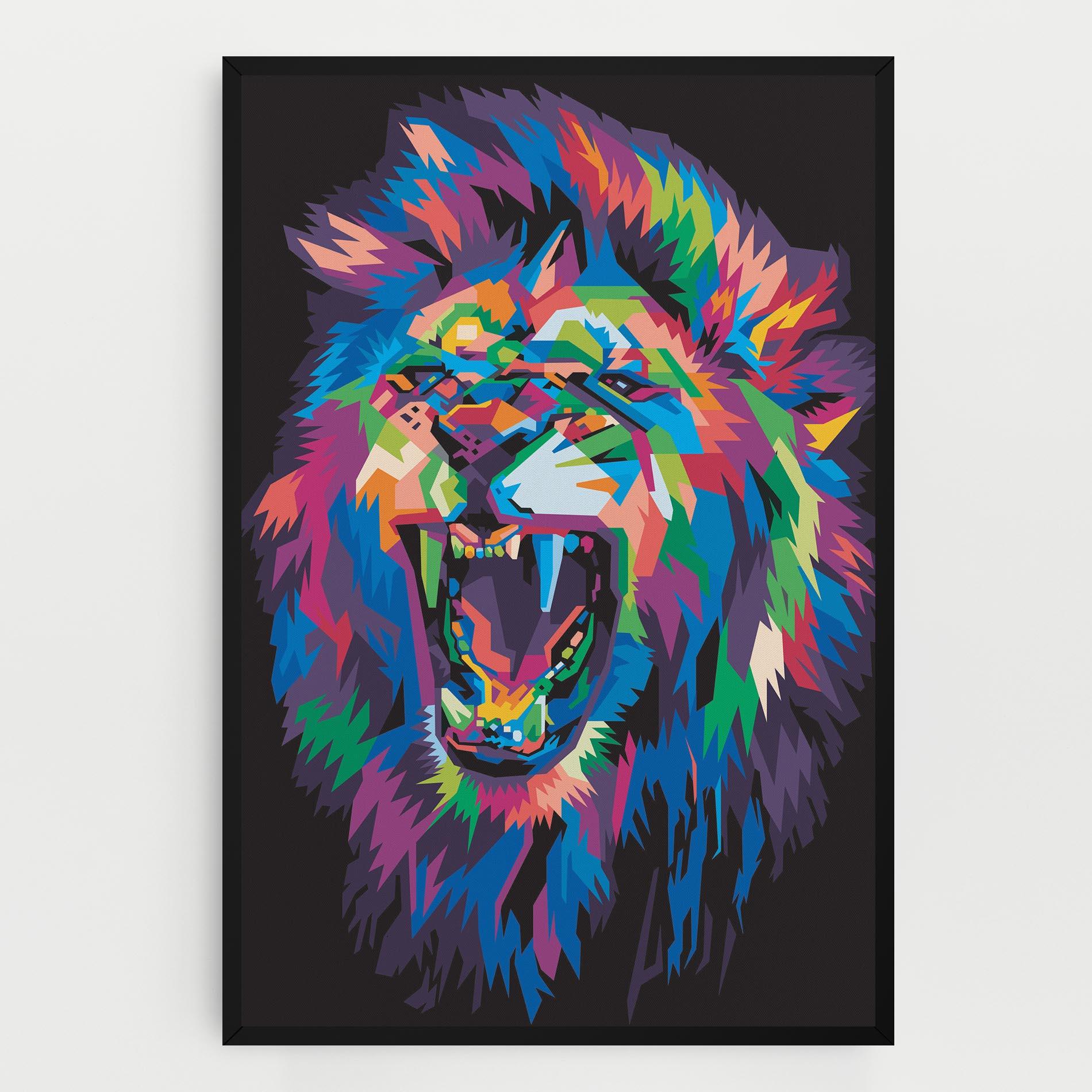 Vászonkép Colorful Lion Head mockup 0