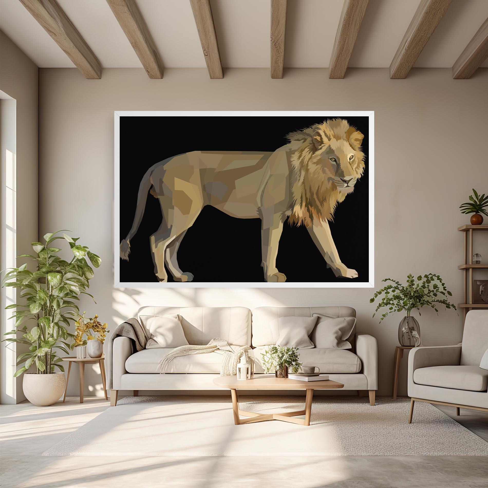 Vászonkép Lion Art On Black mockup 6