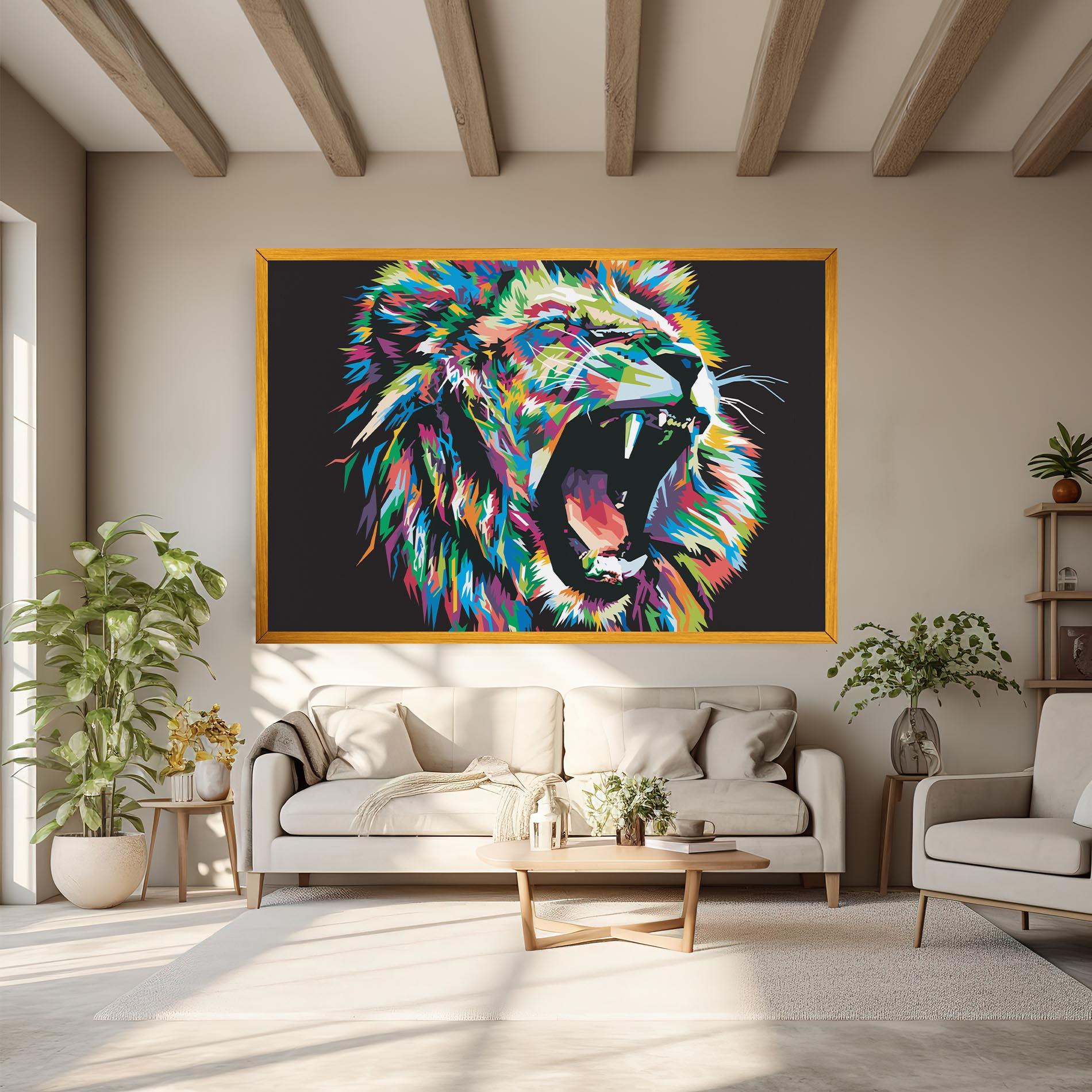 Vászonkép Green Blue Lion mockup 6