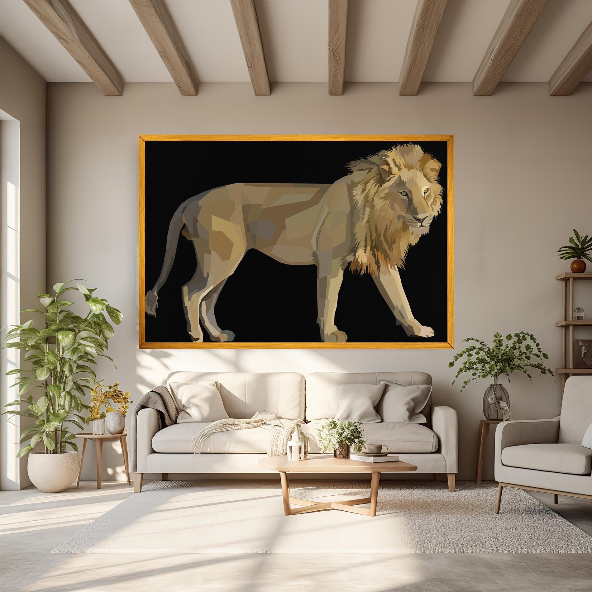 Vászonkép Lion Art On Black mockup 6