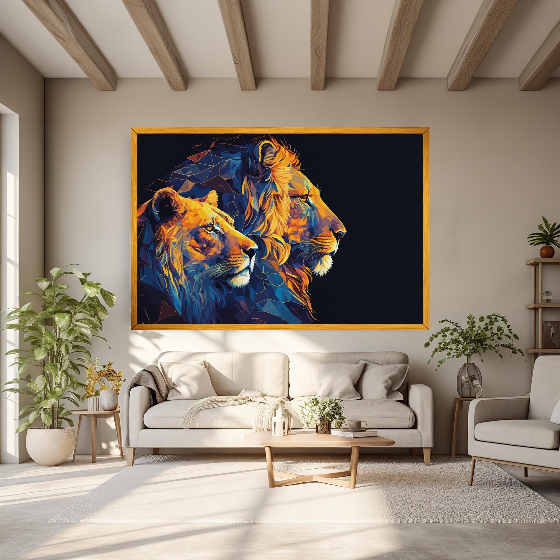 Vászonkép Orange Blue Lion mockup 6