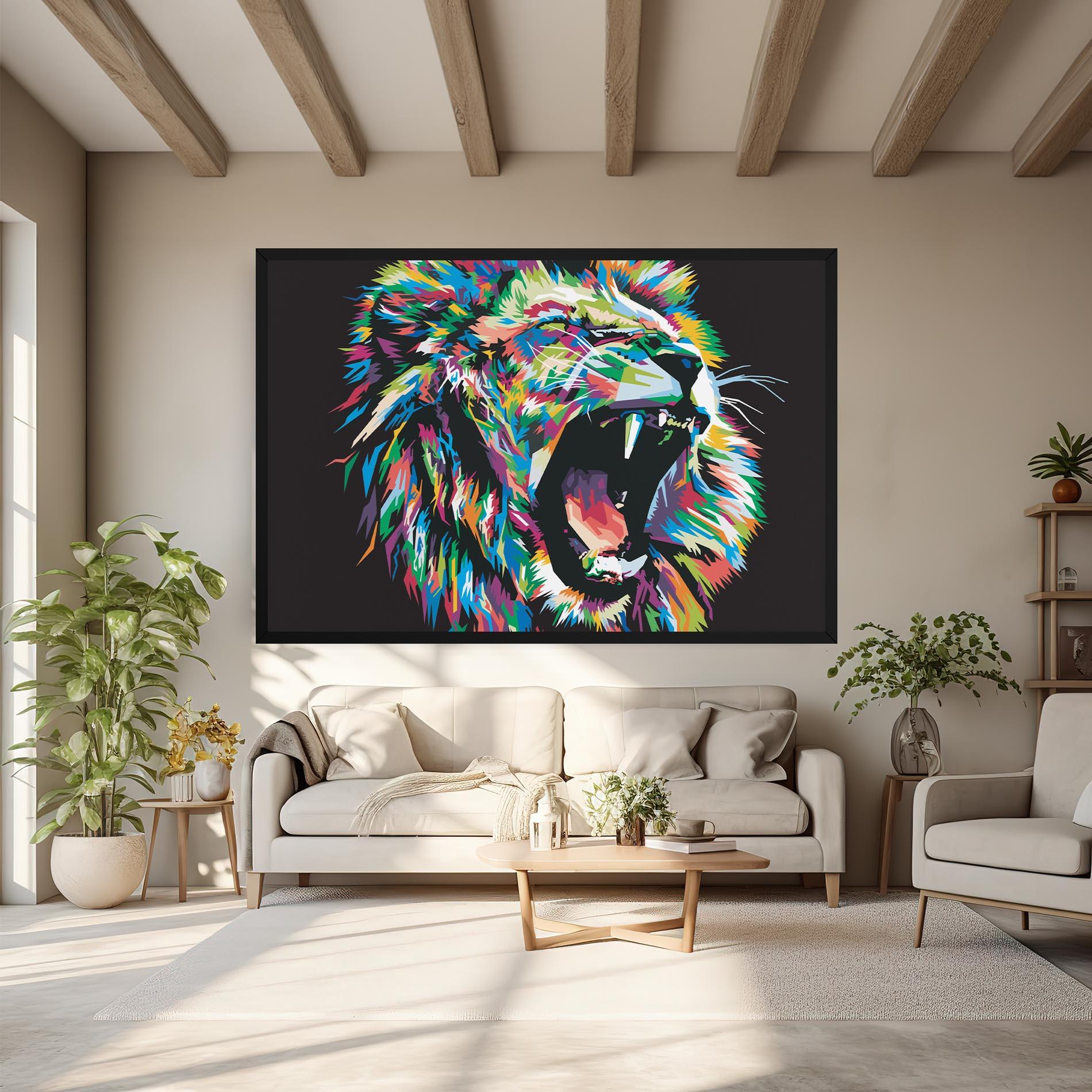 Vászonkép Green Blue Lion mockup 6