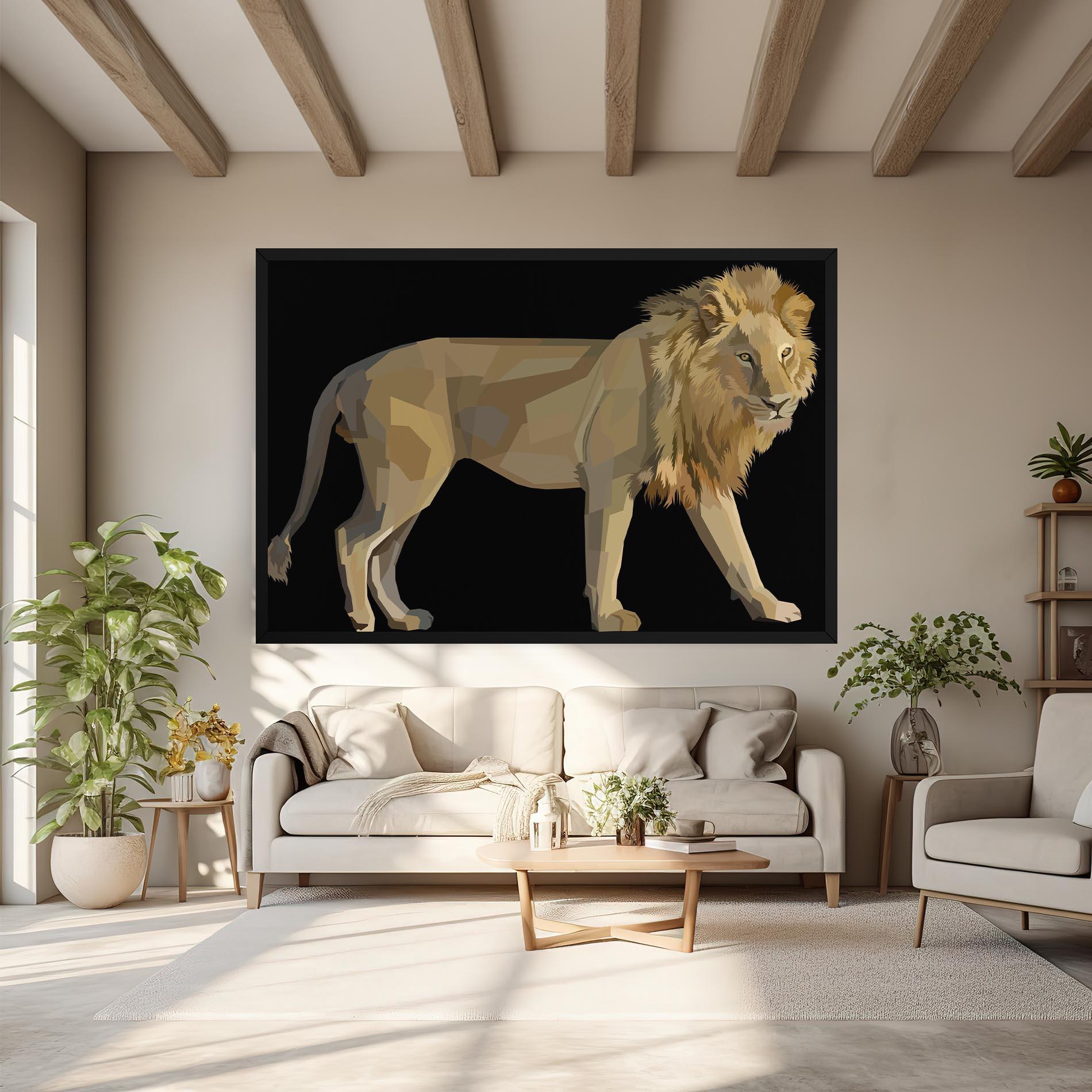 Vászonkép Lion Art On Black mockup 6
