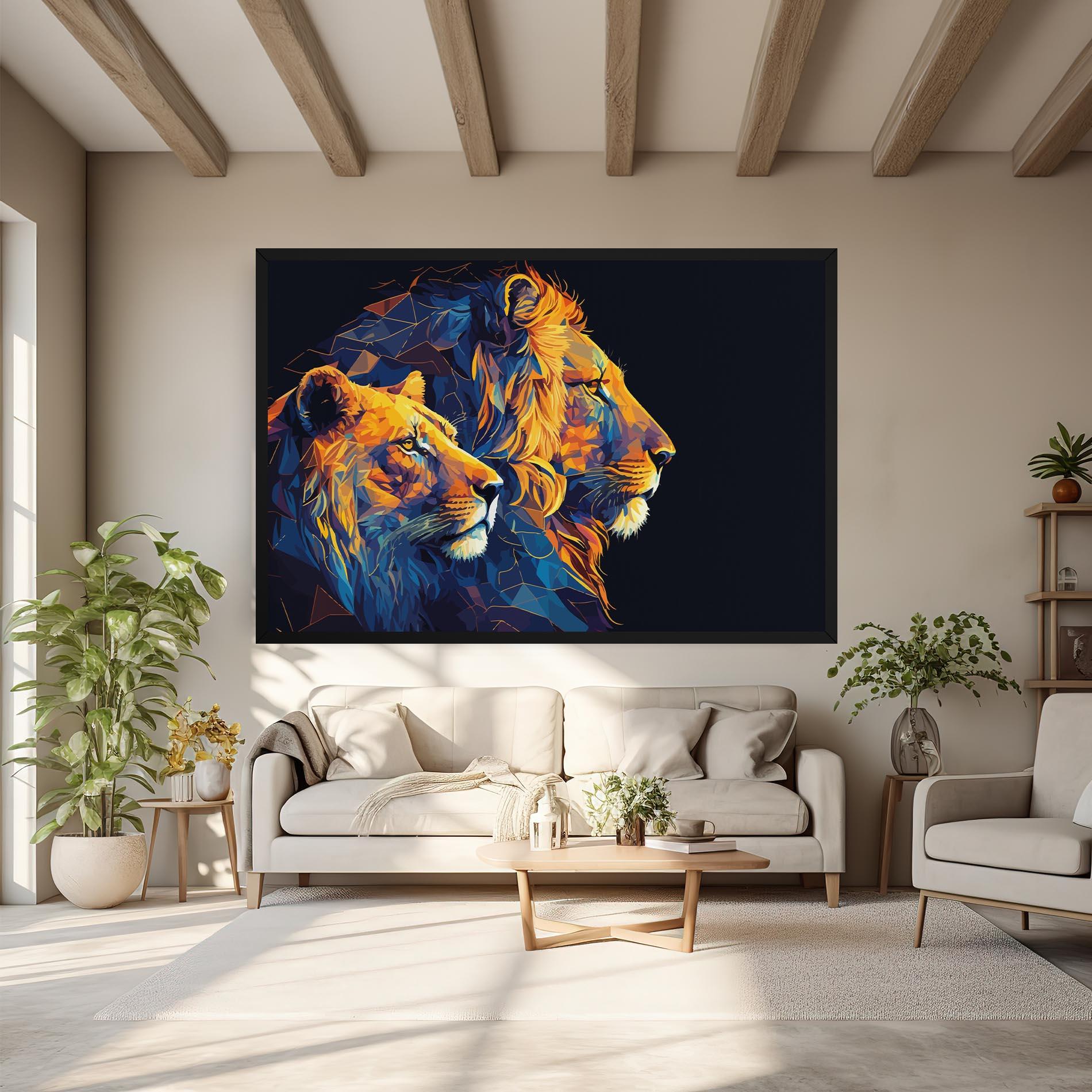 Vászonkép Orange Blue Lion mockup 6