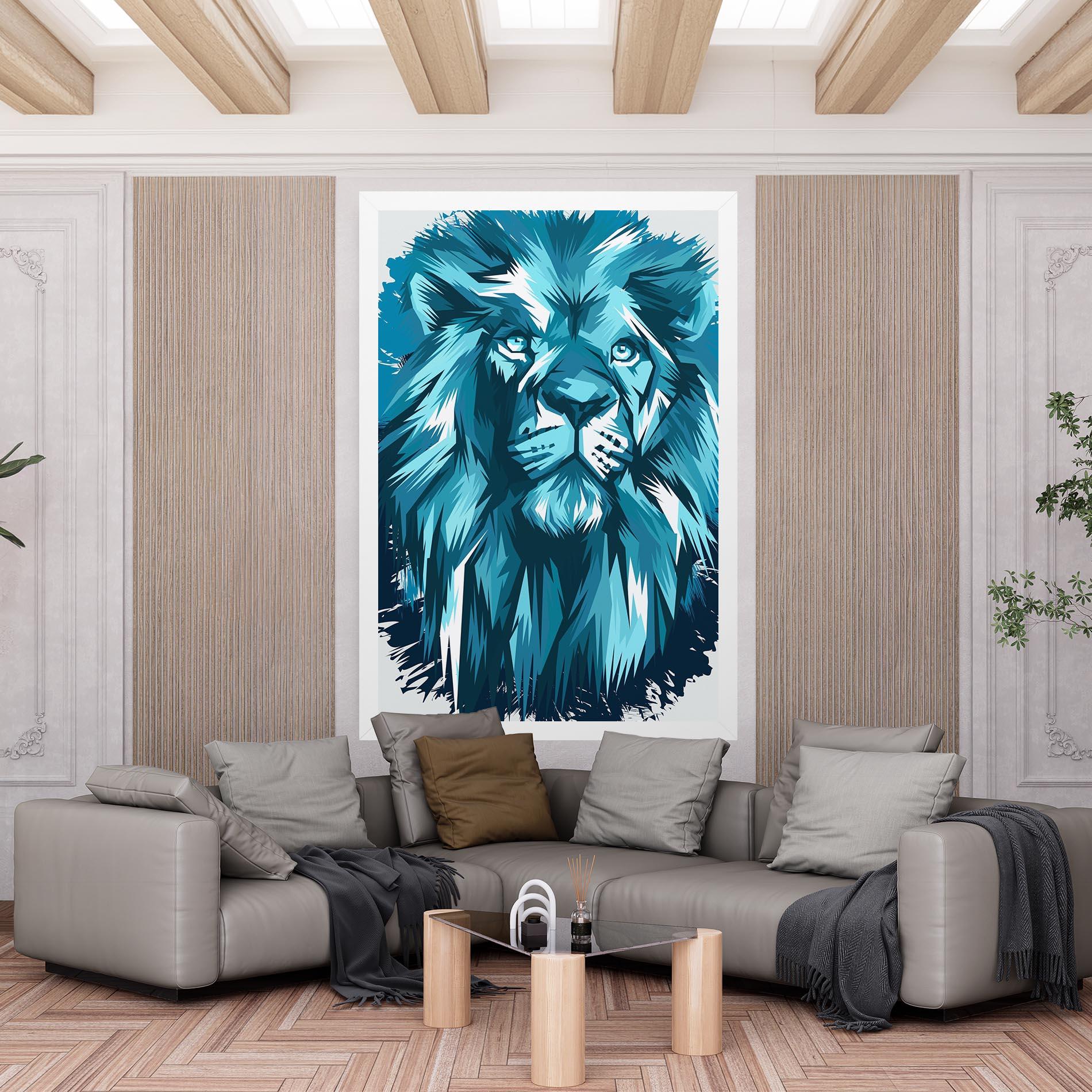 Vászonkép Blue Lion Head mockup 6