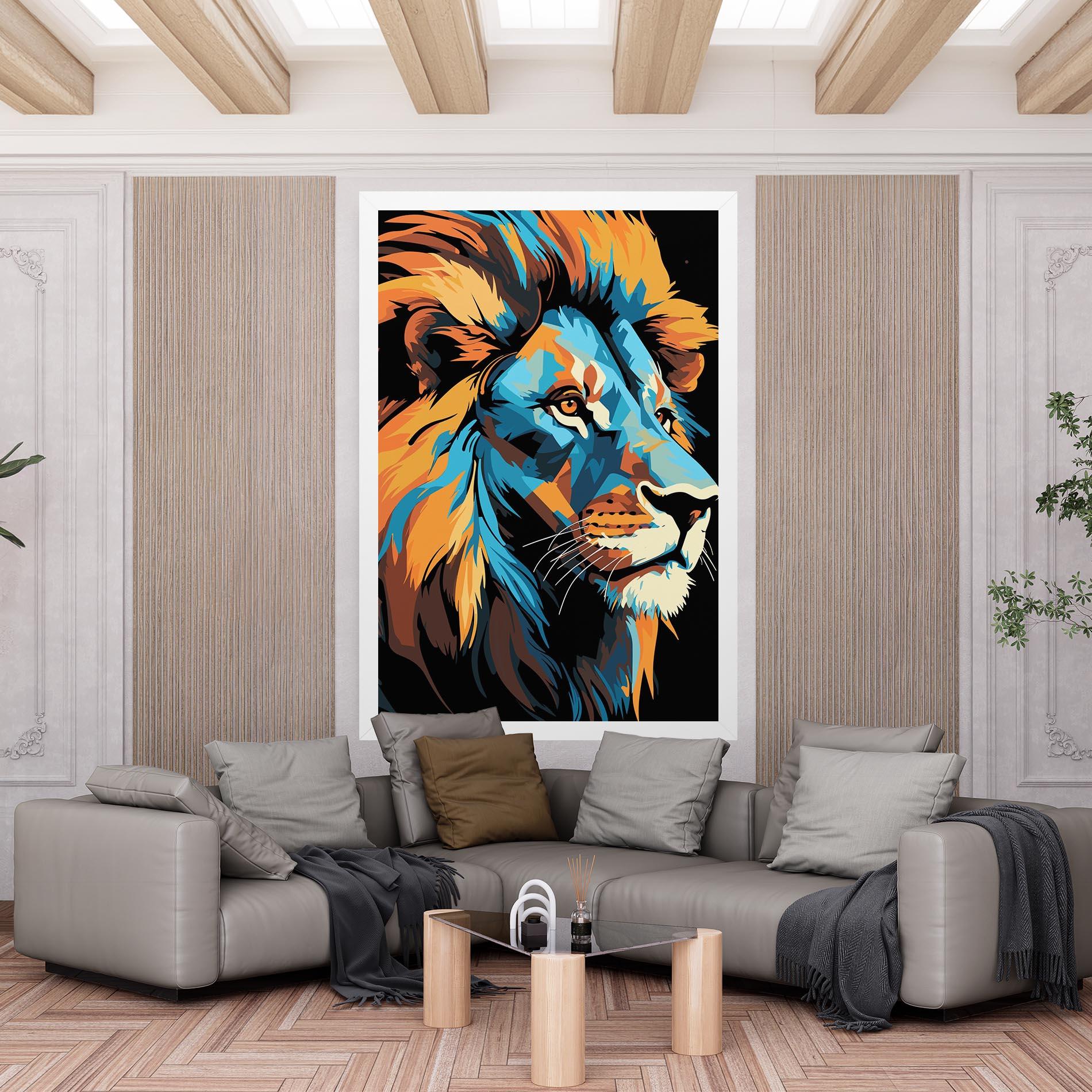Vászonkép Blue Yellow Lion mockup 6