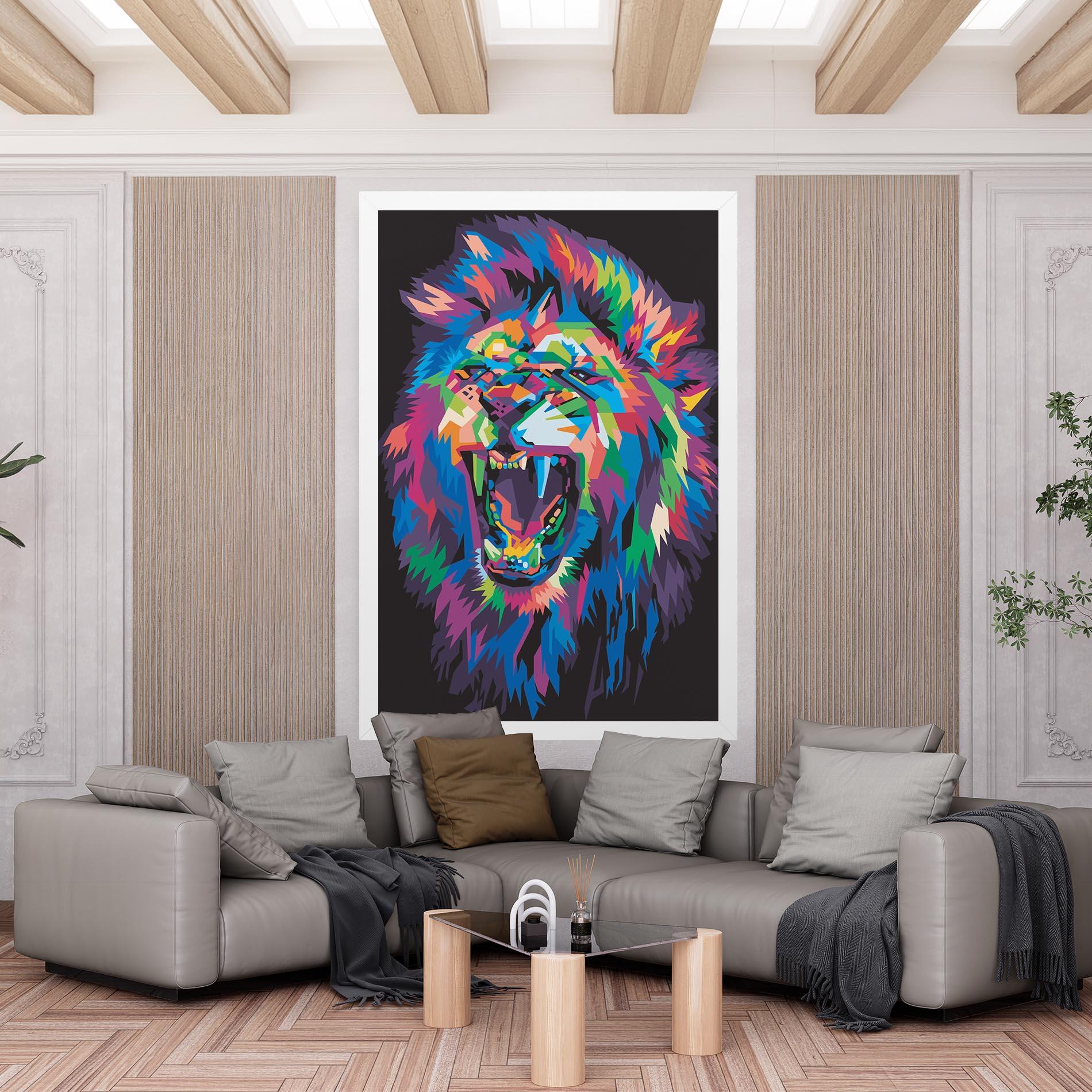 Vászonkép Colorful Lion Head mockup 6