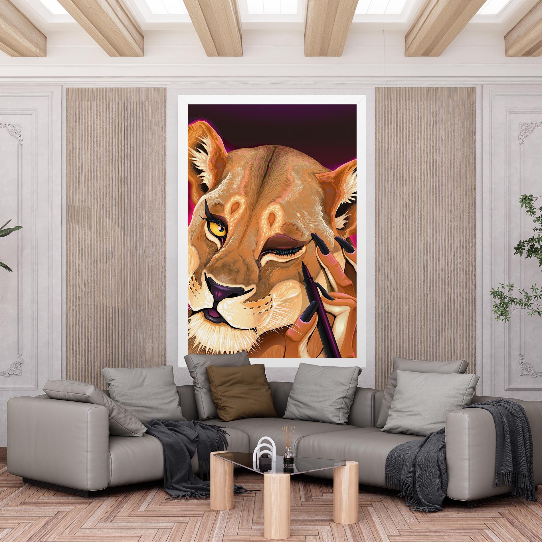 Vászonkép Female Lion Makeup mockup 6