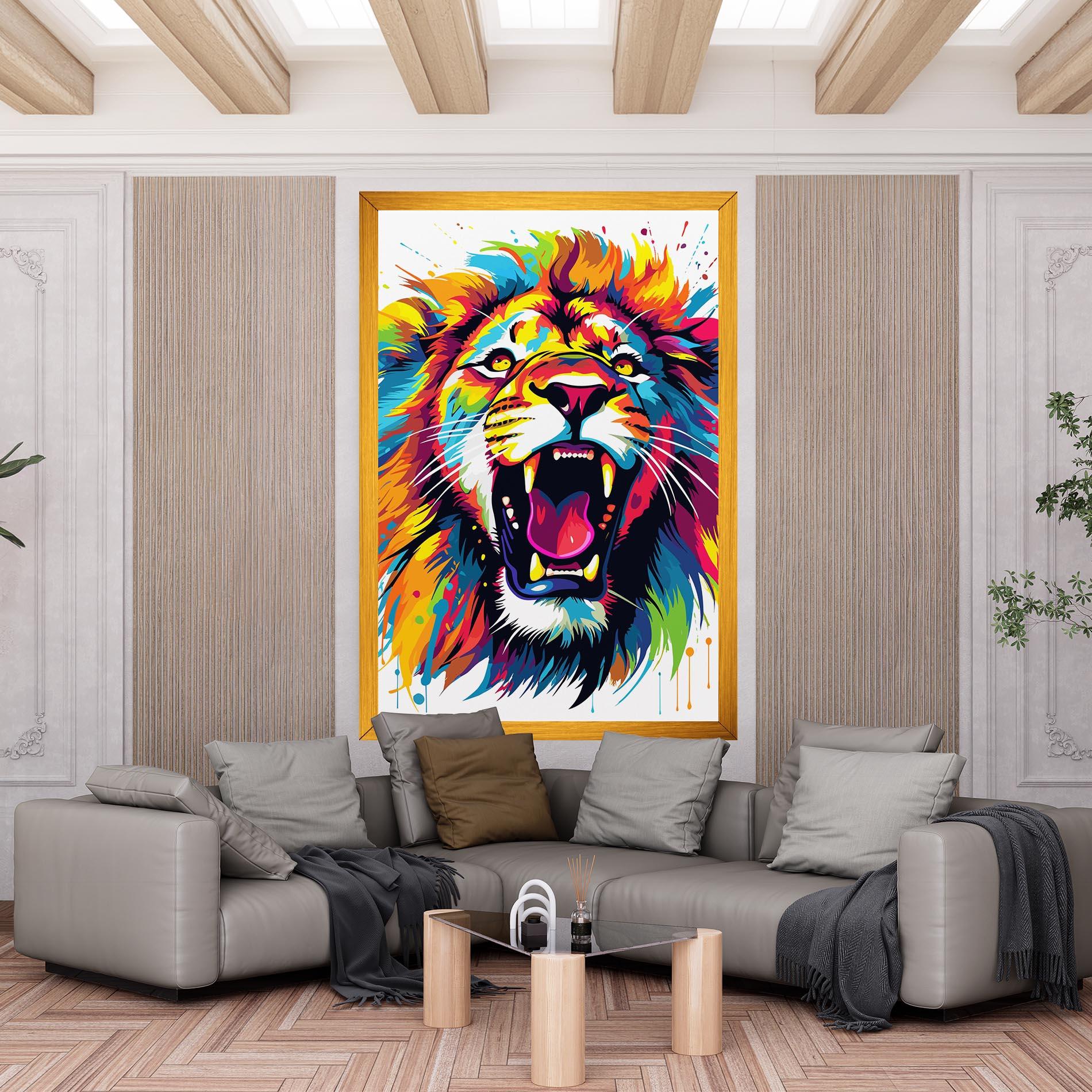 Vászonkép Angry Lion Mix mockup 6