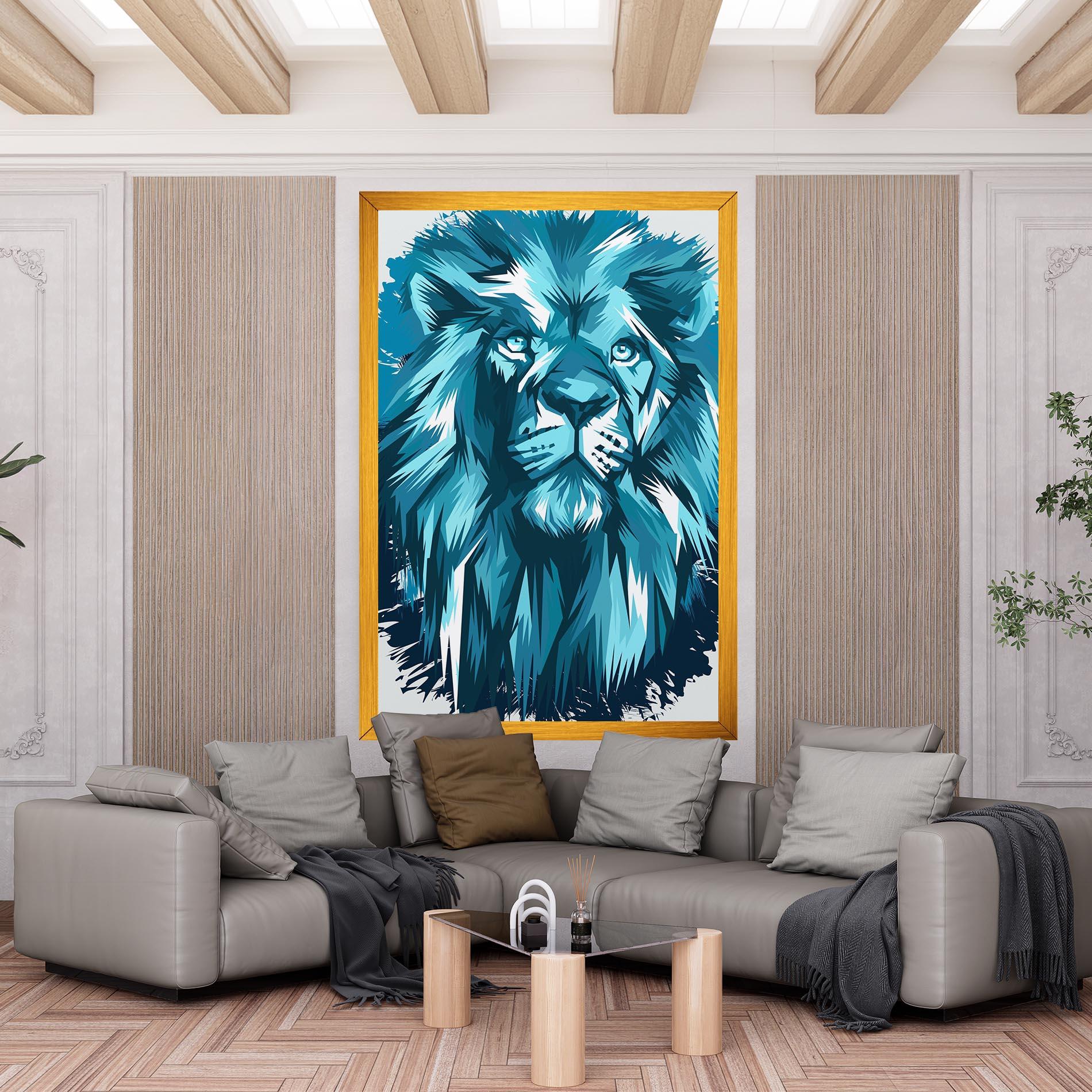 Vászonkép Blue Lion Head mockup 6