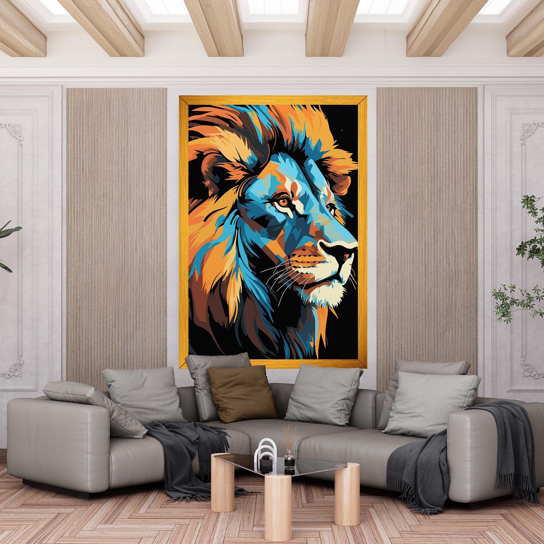 Vászonkép Blue Yellow Lion mockup 6