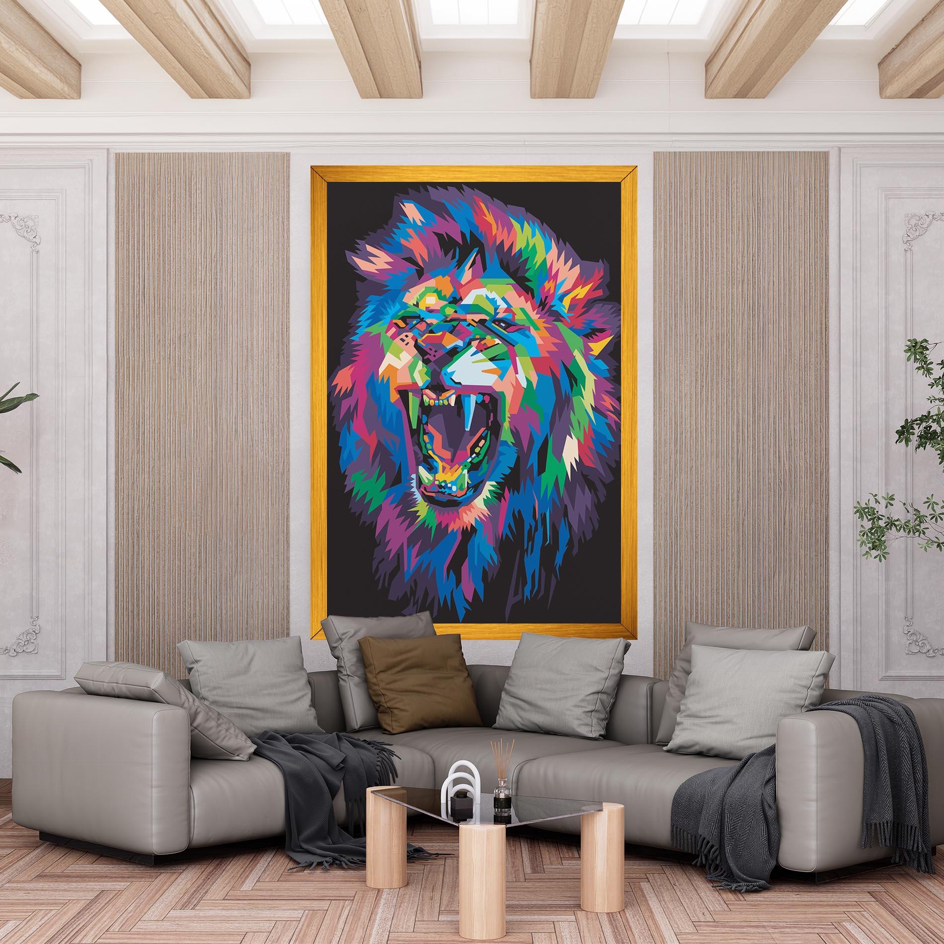 Vászonkép Colorful Lion Head mockup 6