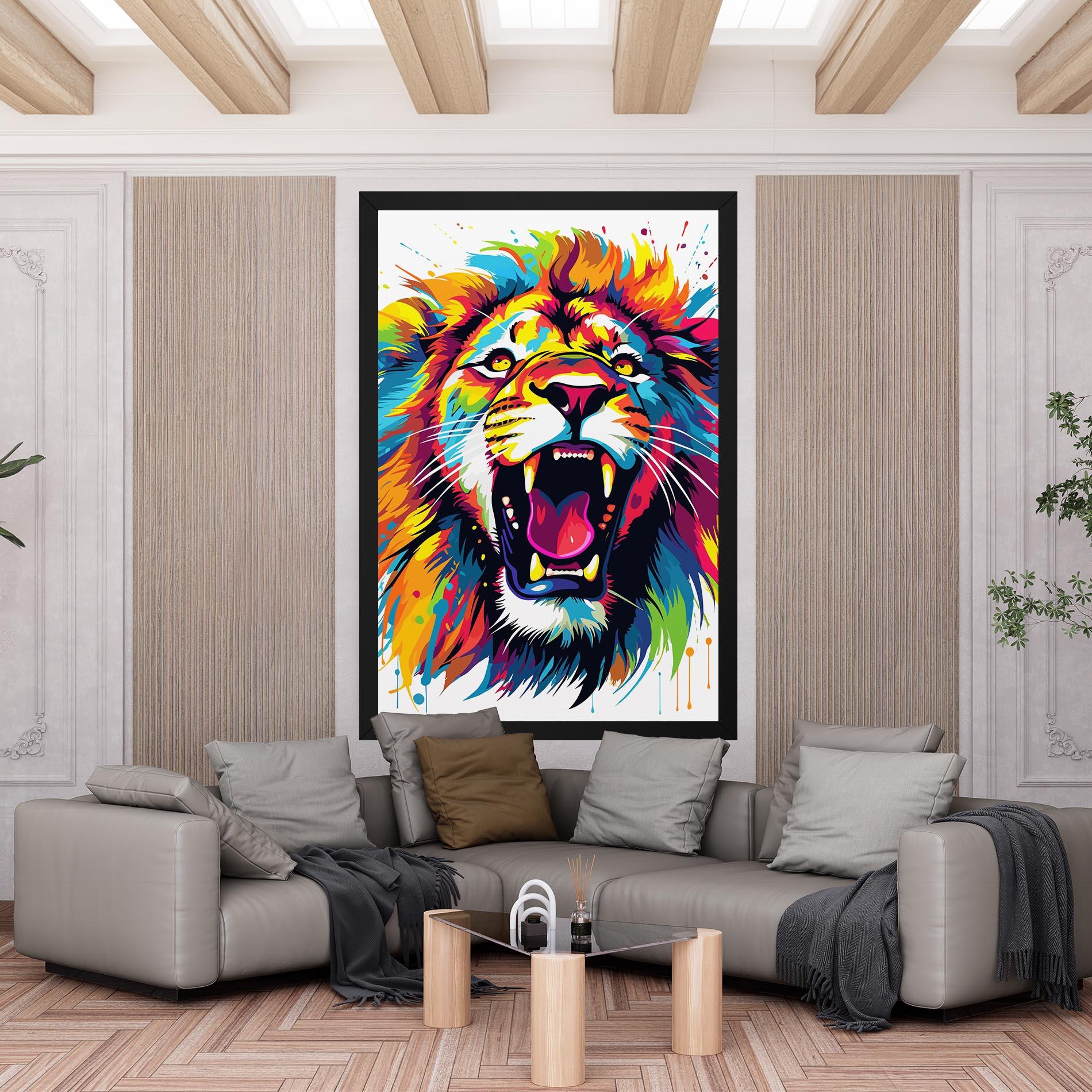 Vászonkép Angry Lion Mix mockup 6