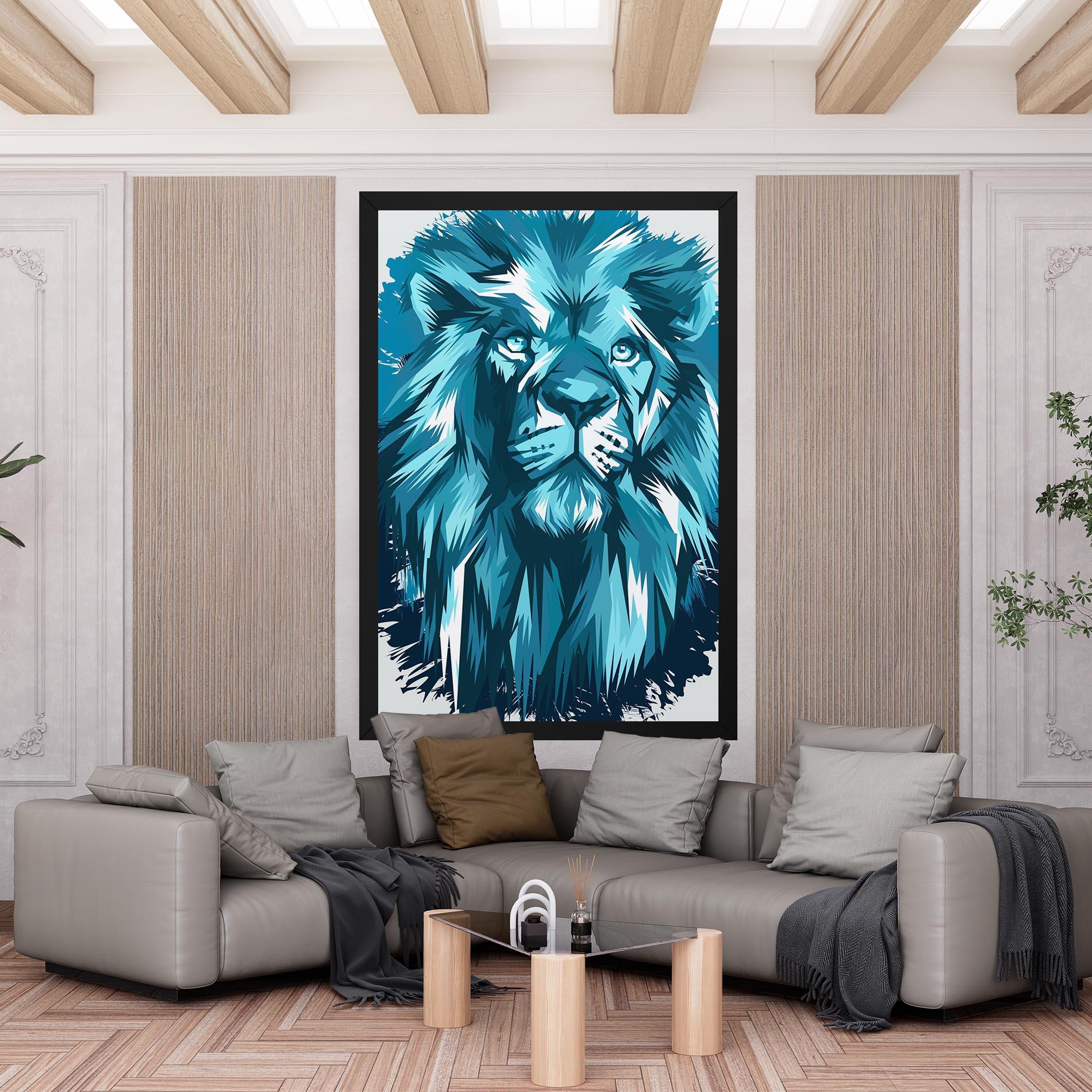 Vászonkép Blue Lion Head mockup 6