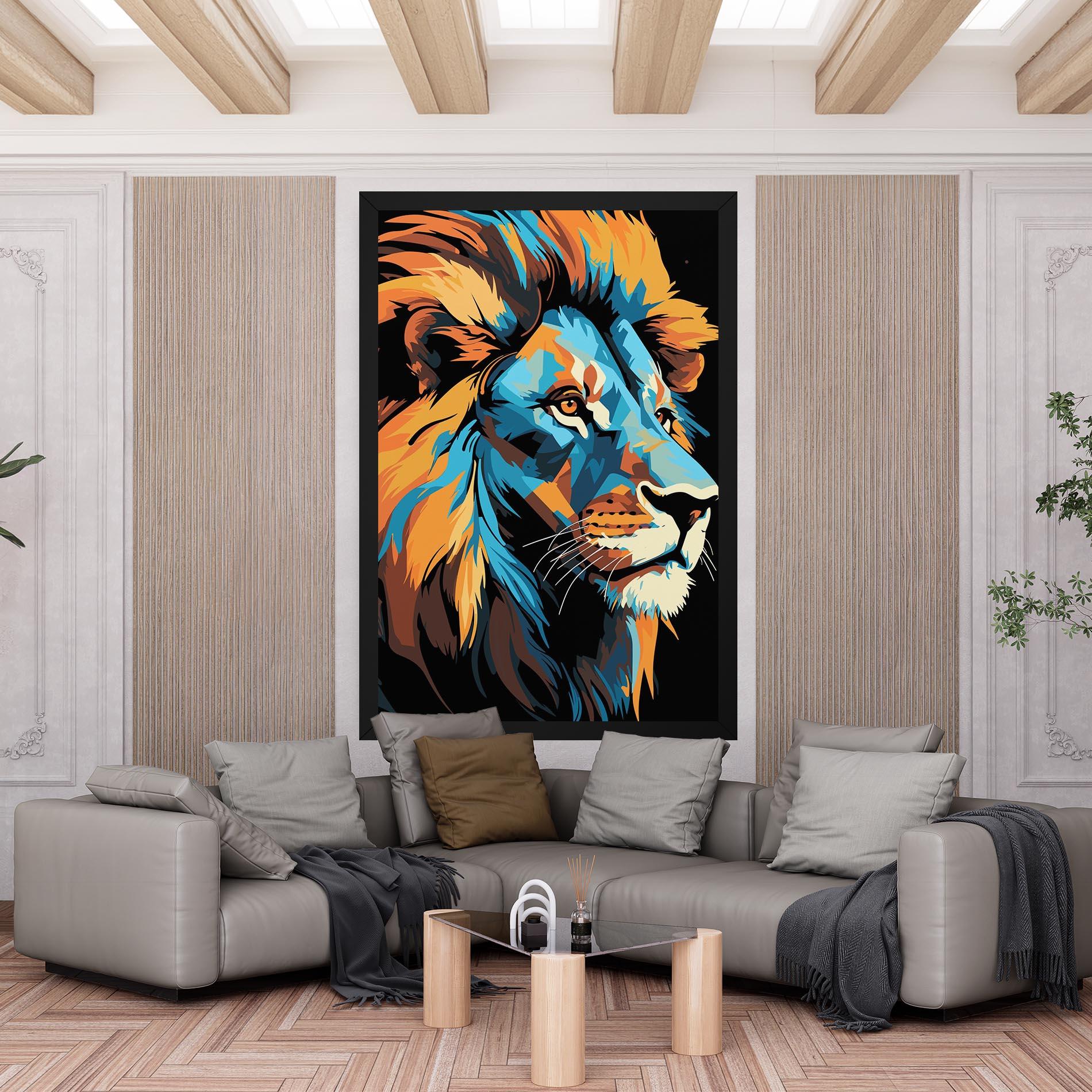Vászonkép Blue Yellow Lion mockup 6