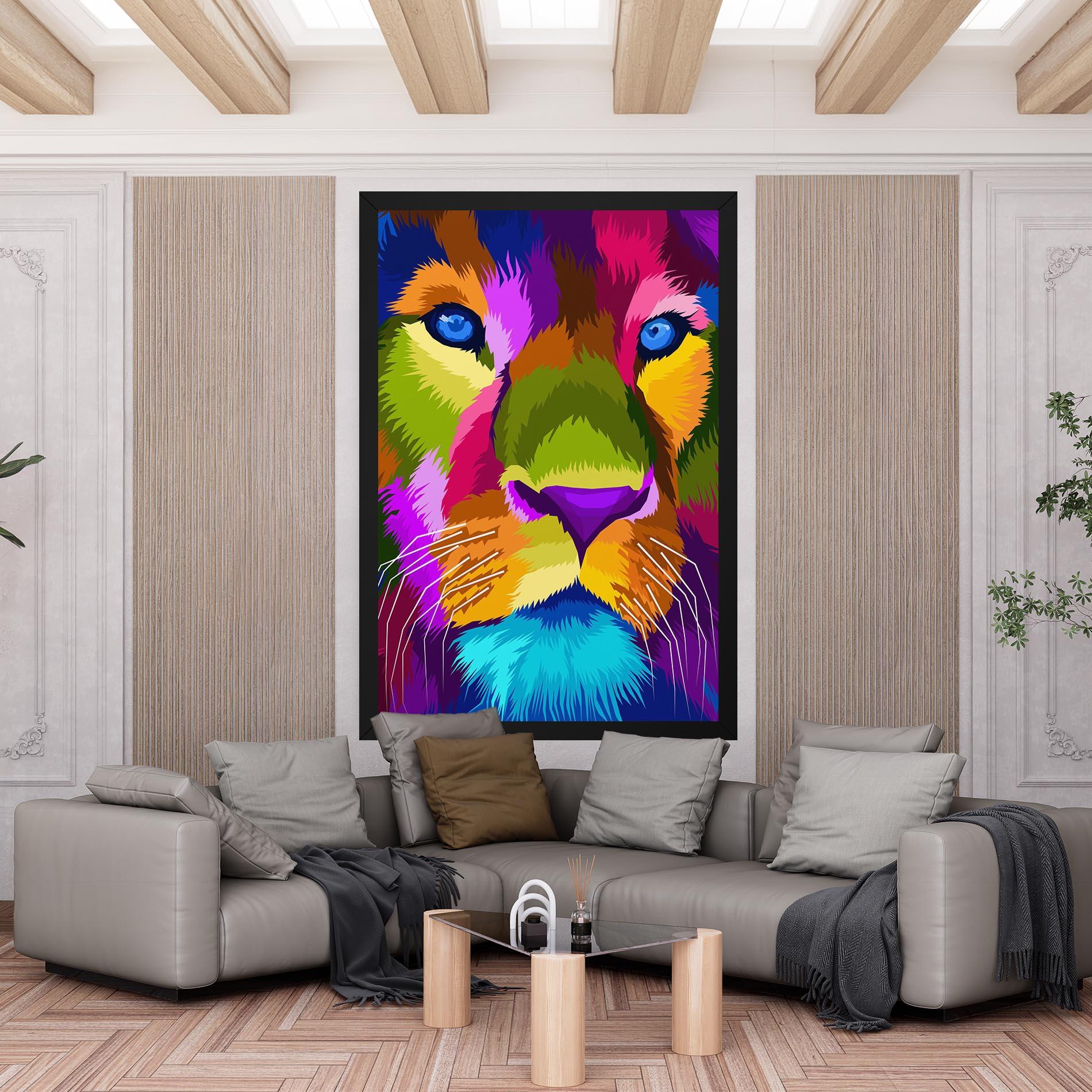 Vászonkép Color Lion Close Up mockup 6