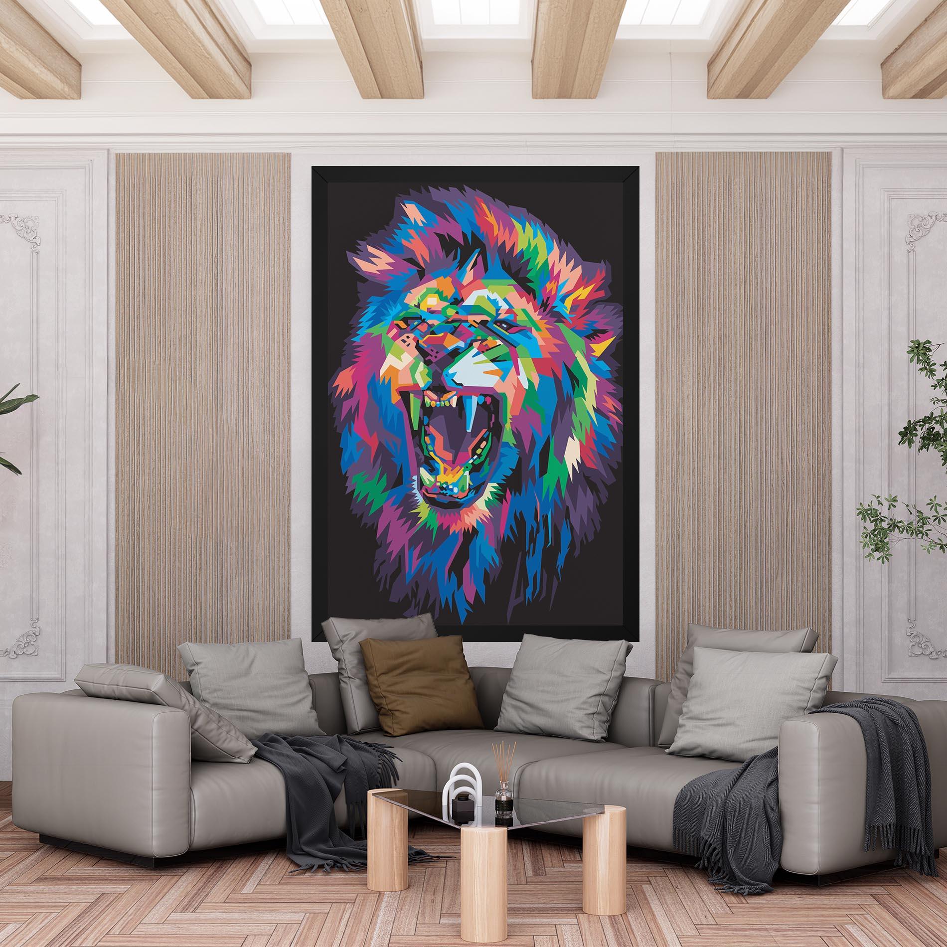 Vászonkép Colorful Lion Head mockup 6
