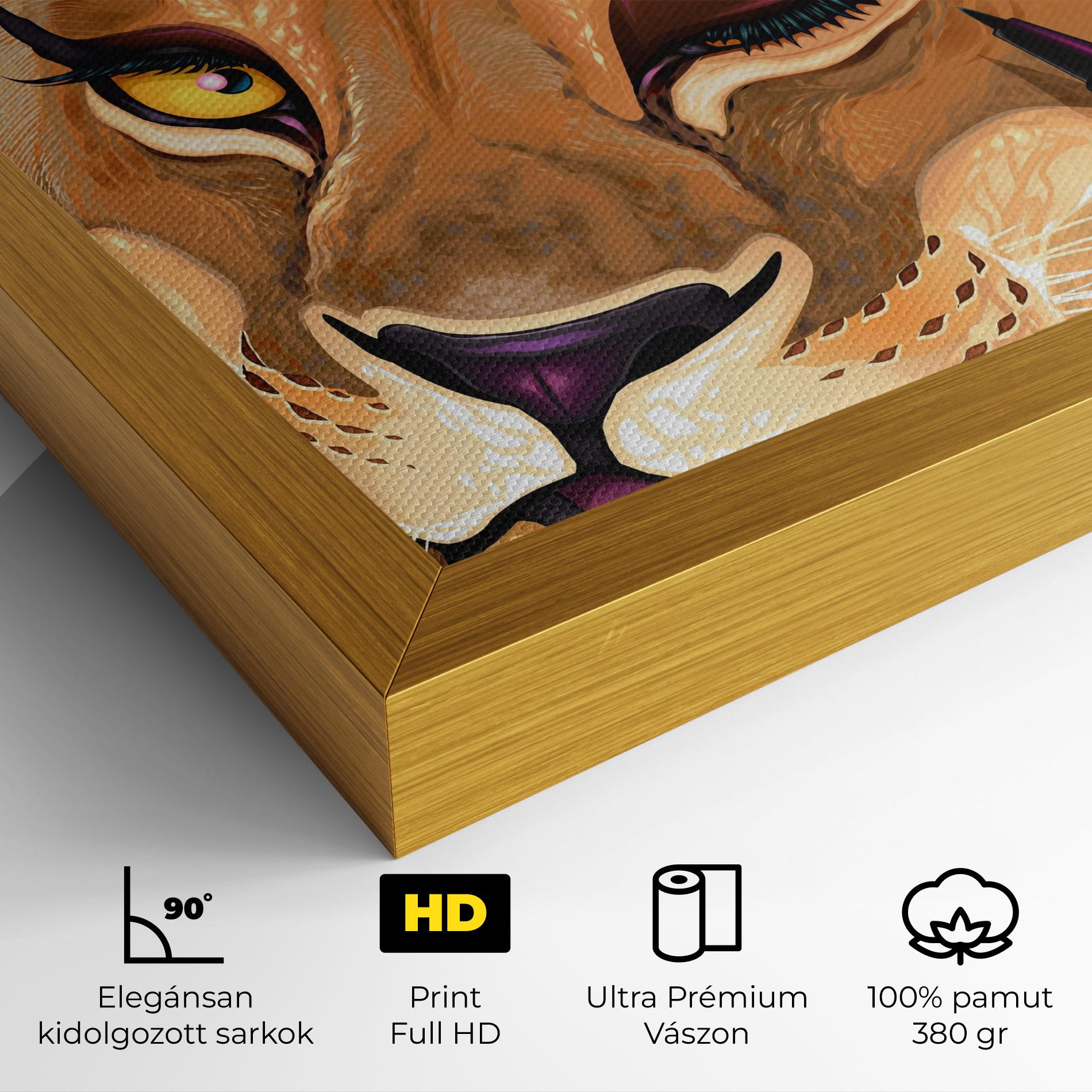 Vászonkép Female Lion Makeup mockup 4