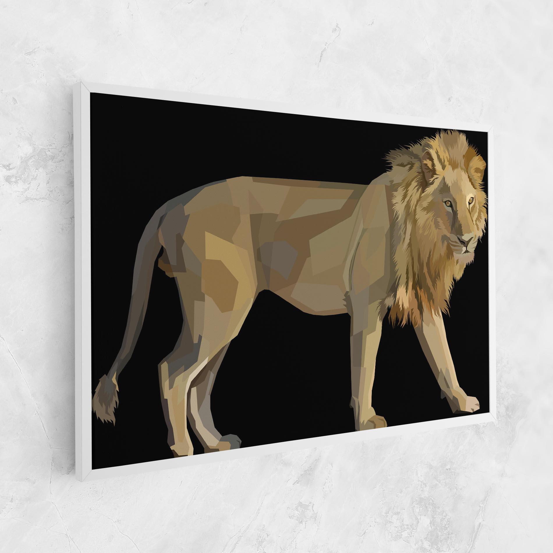 Vászonkép Lion Art On Black mockup 1