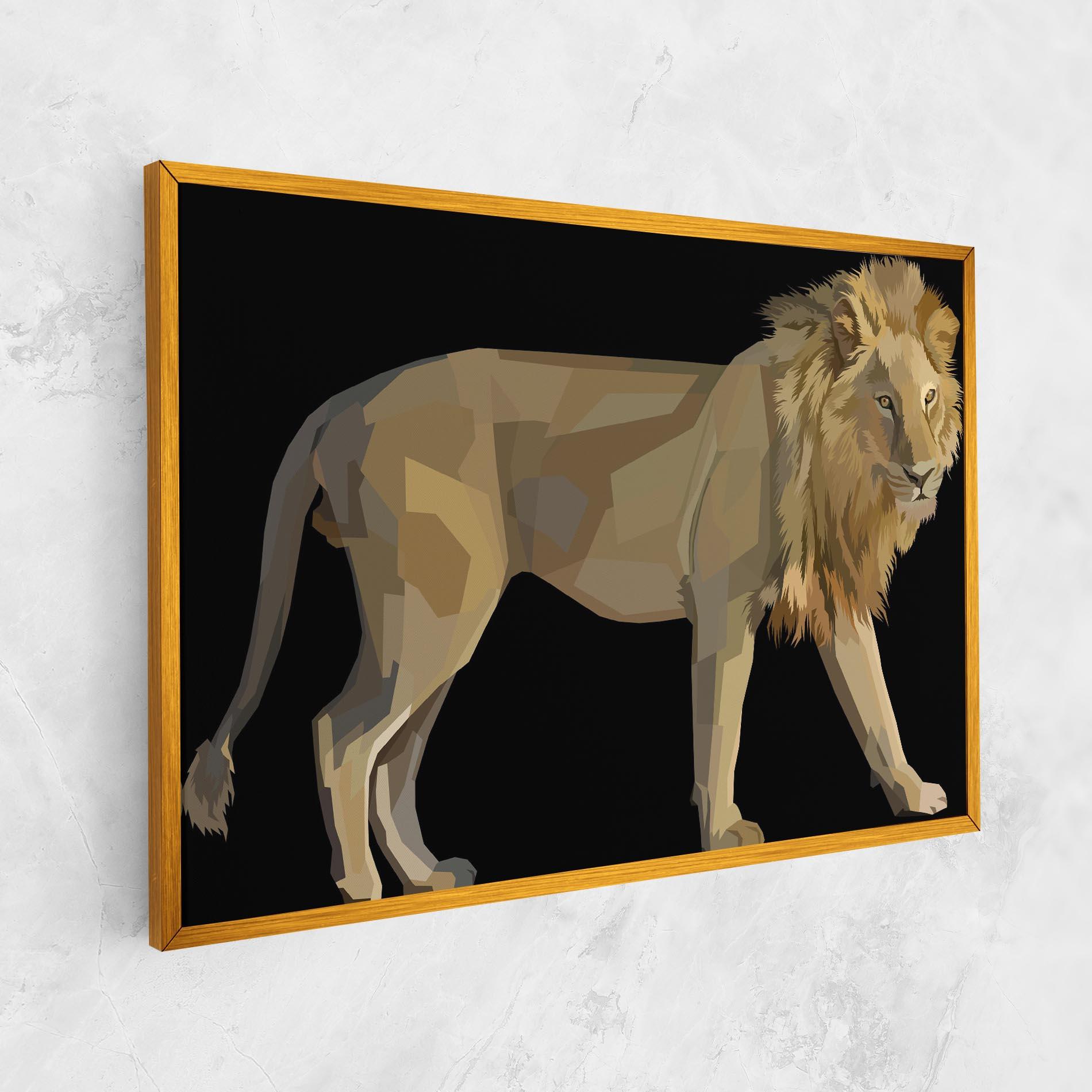 Vászonkép Lion Art On Black mockup 1