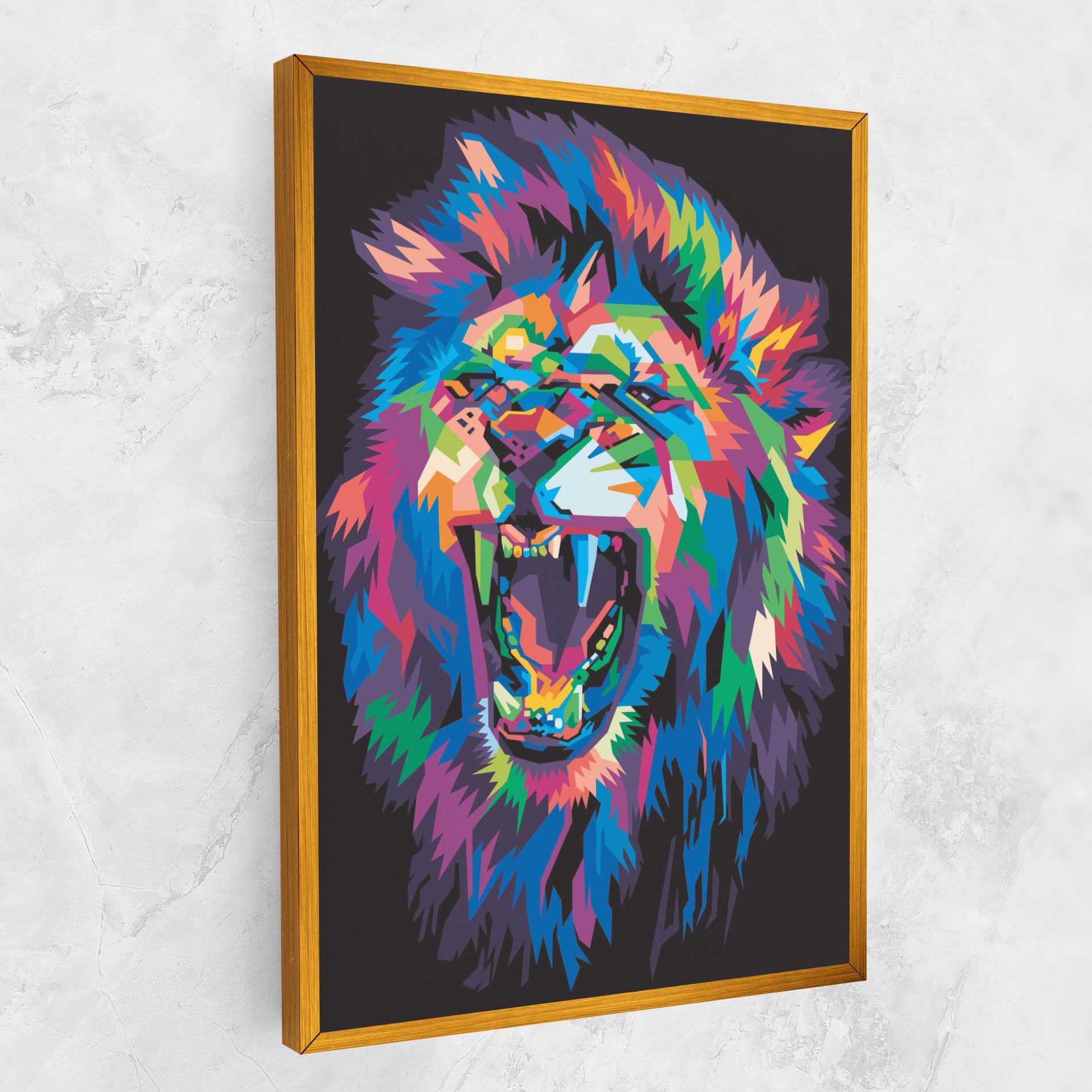 Vászonkép Colorful Lion Head mockup 1