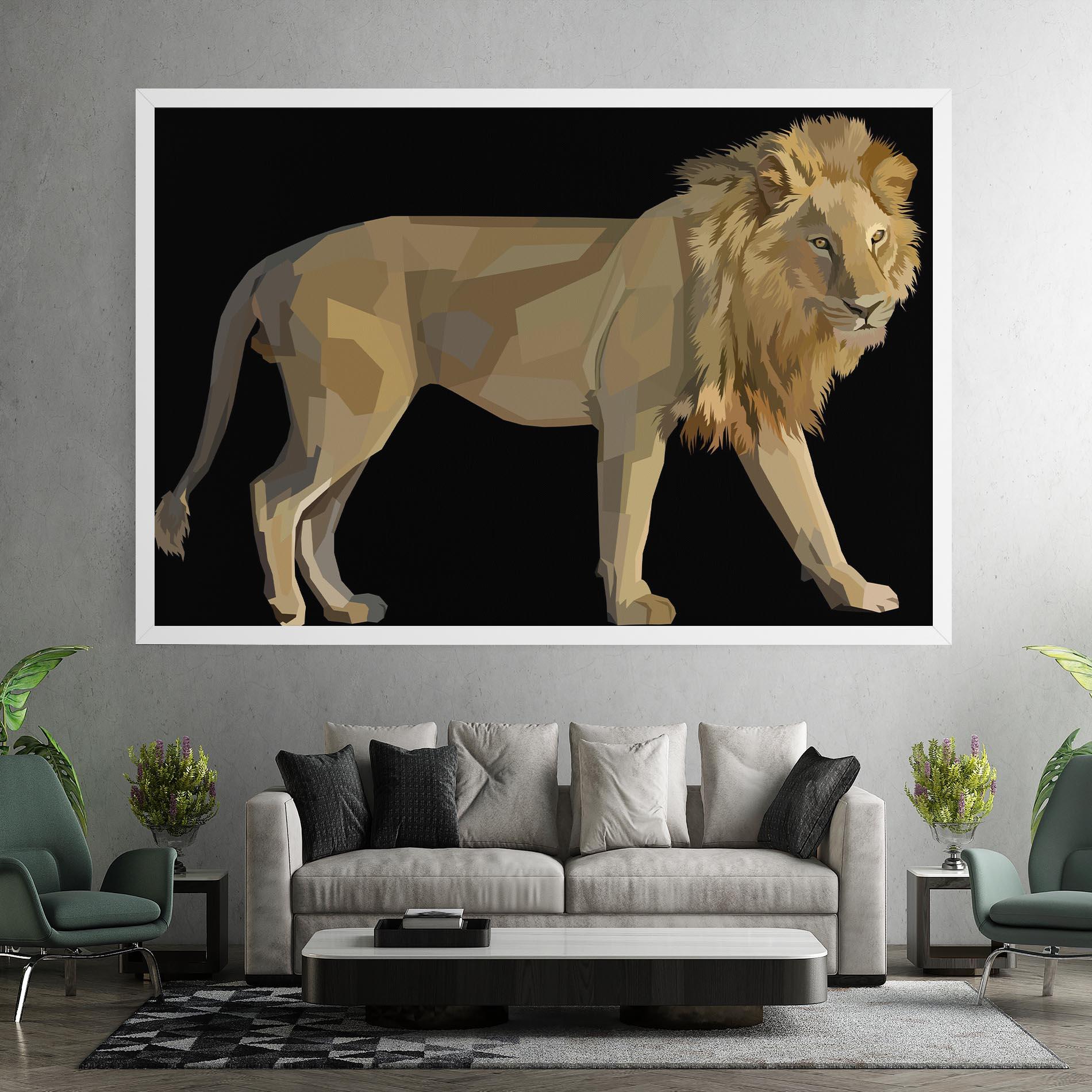 Vászonkép Lion Art On Black mockup 7