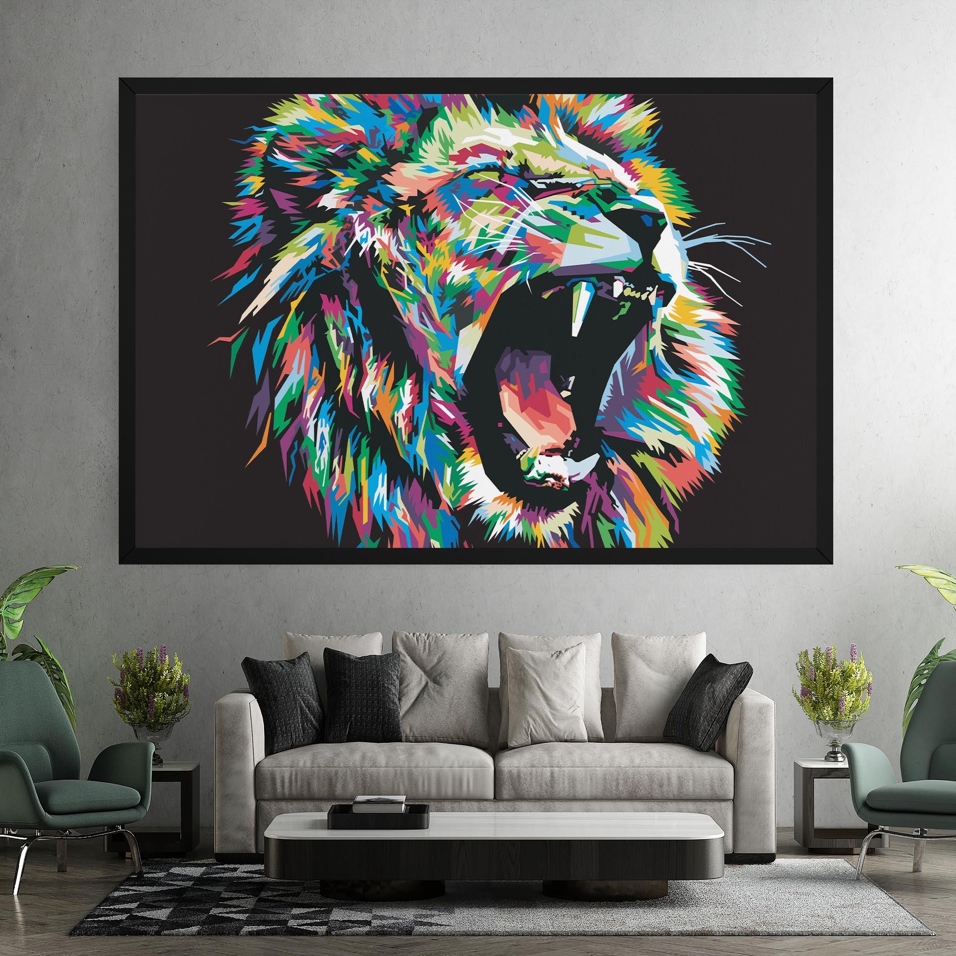 Vászonkép Green Blue Lion mockup 7