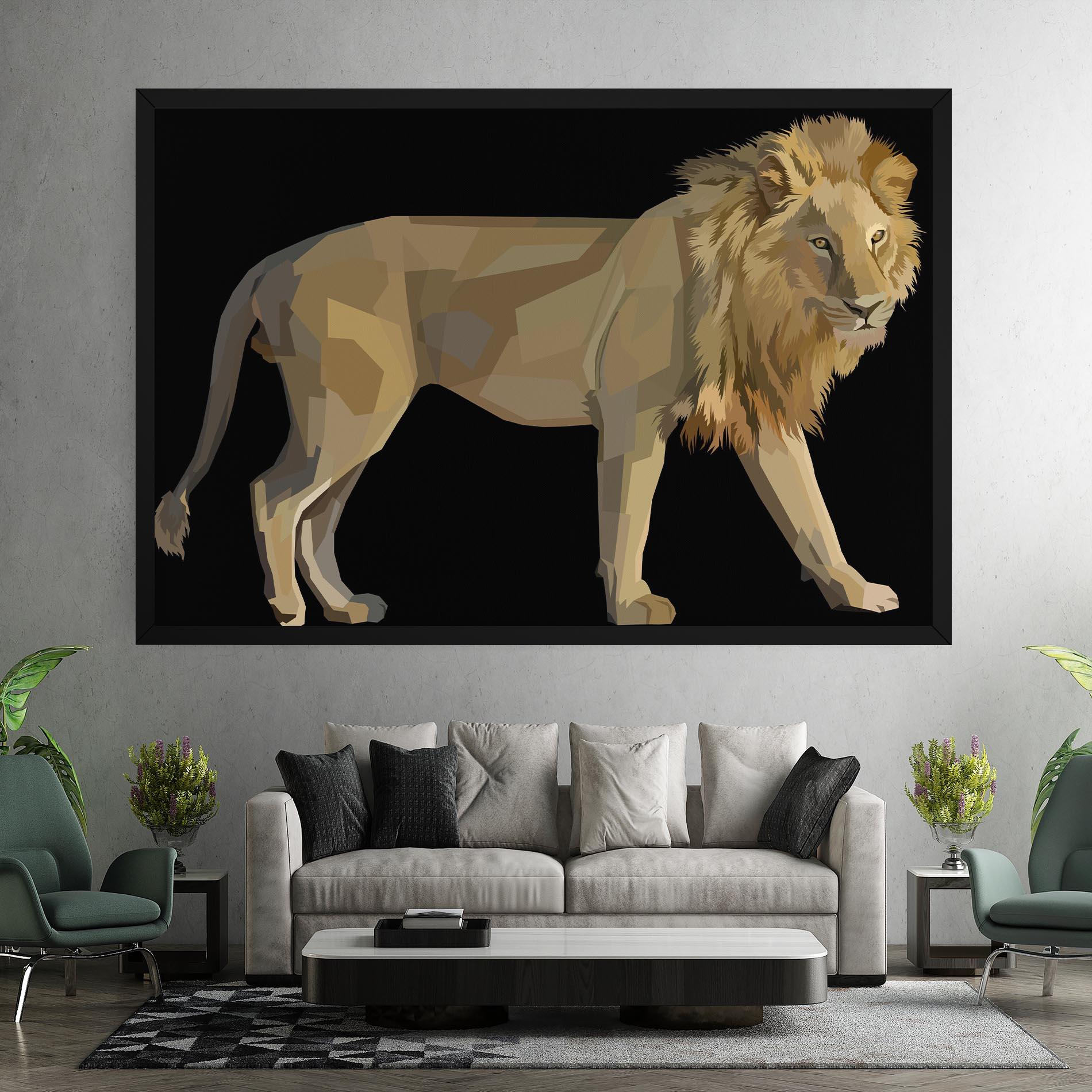 Vászonkép Lion Art On Black mockup 7