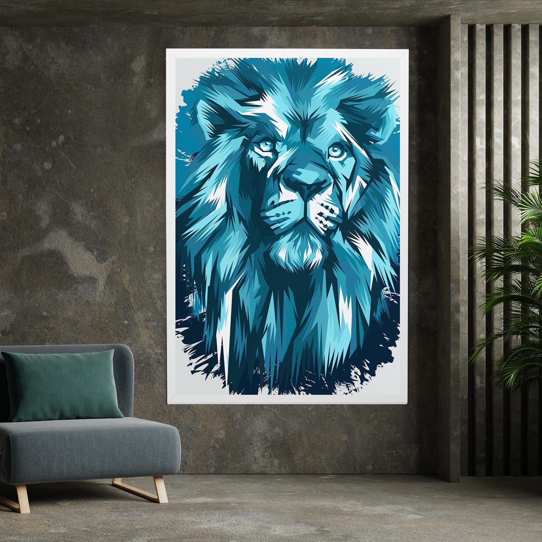 Vászonkép Blue Lion Head mockup 7