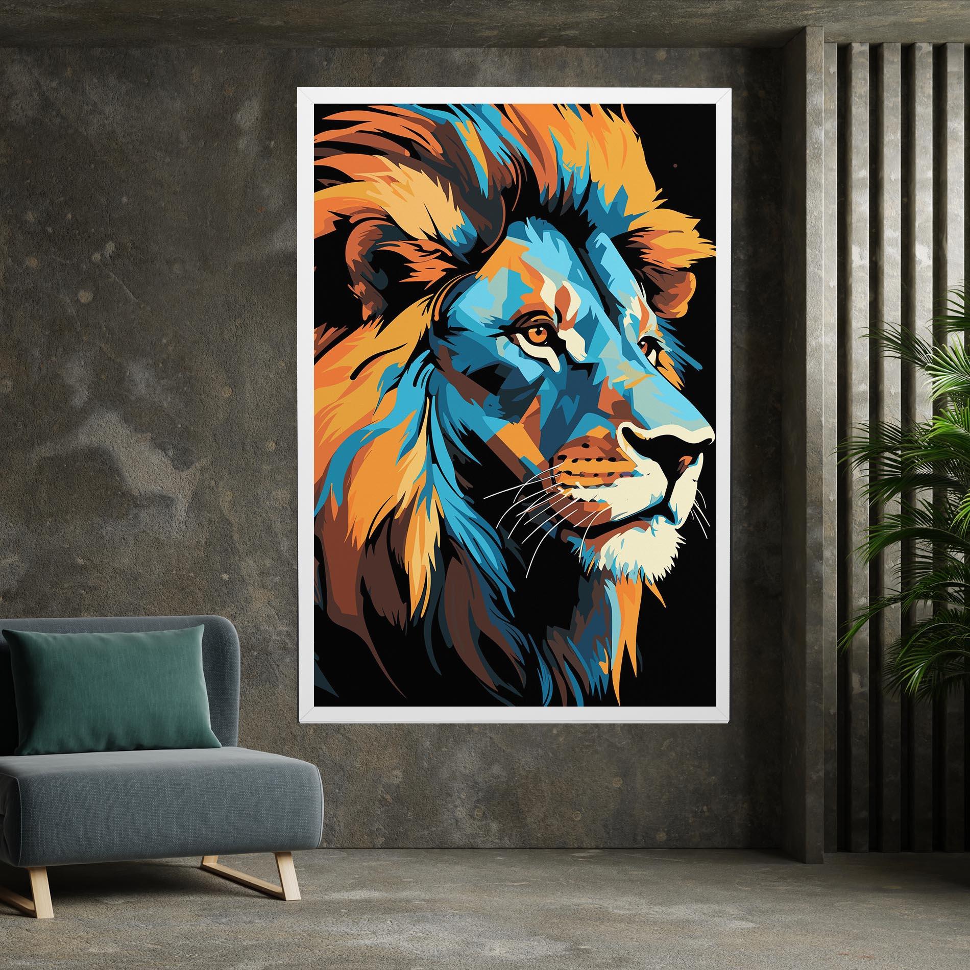 Vászonkép Blue Yellow Lion mockup 7
