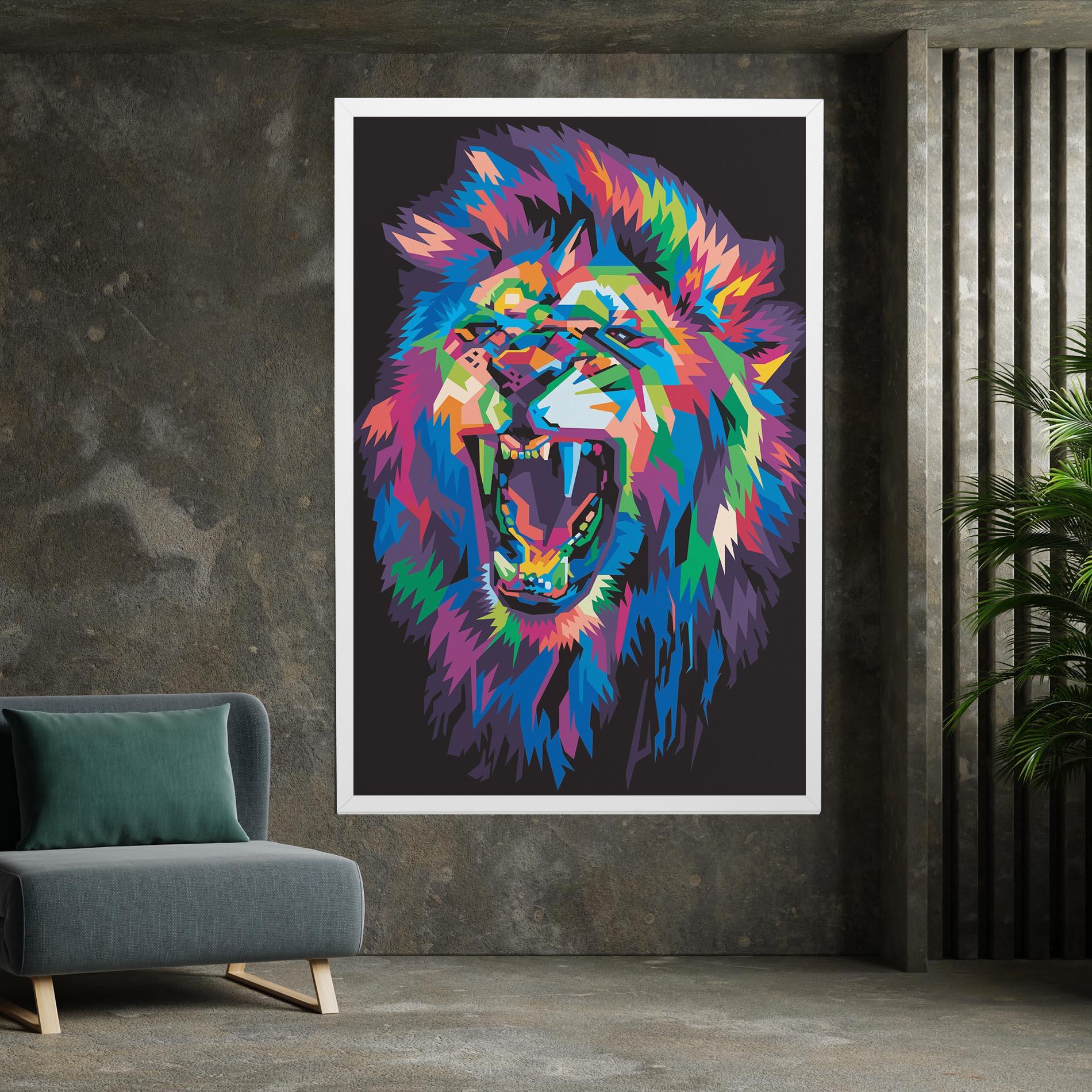 Vászonkép Colorful Lion Head mockup 7
