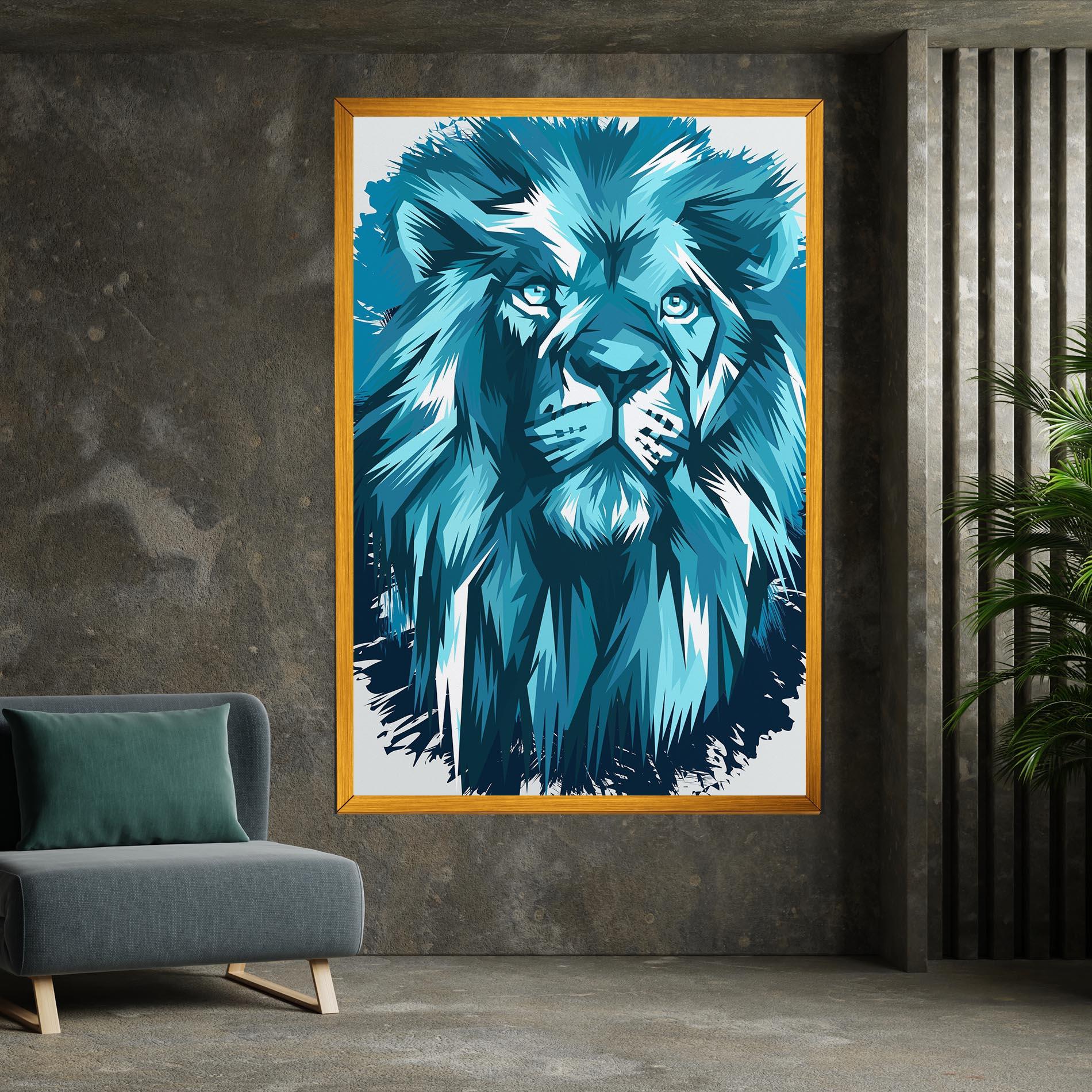 Vászonkép Blue Lion Head mockup 7