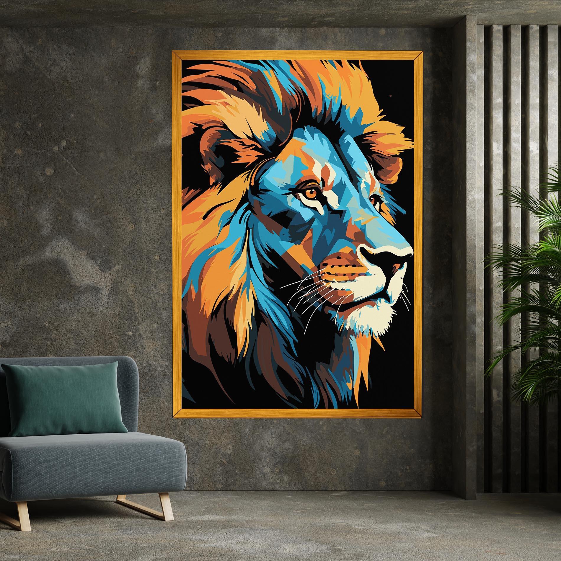 Vászonkép Blue Yellow Lion mockup 7